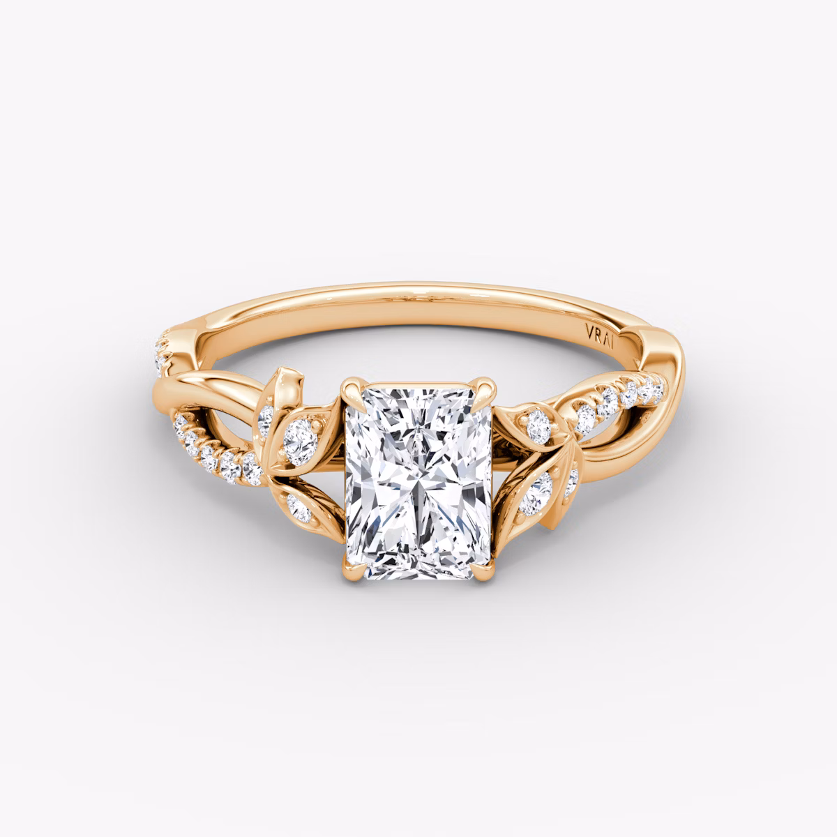 The Twisted Floral | Radiant | 14k | Rose Gold | bandAccent: Pavé | diamondOrientation: vertical | caratWeight: other
