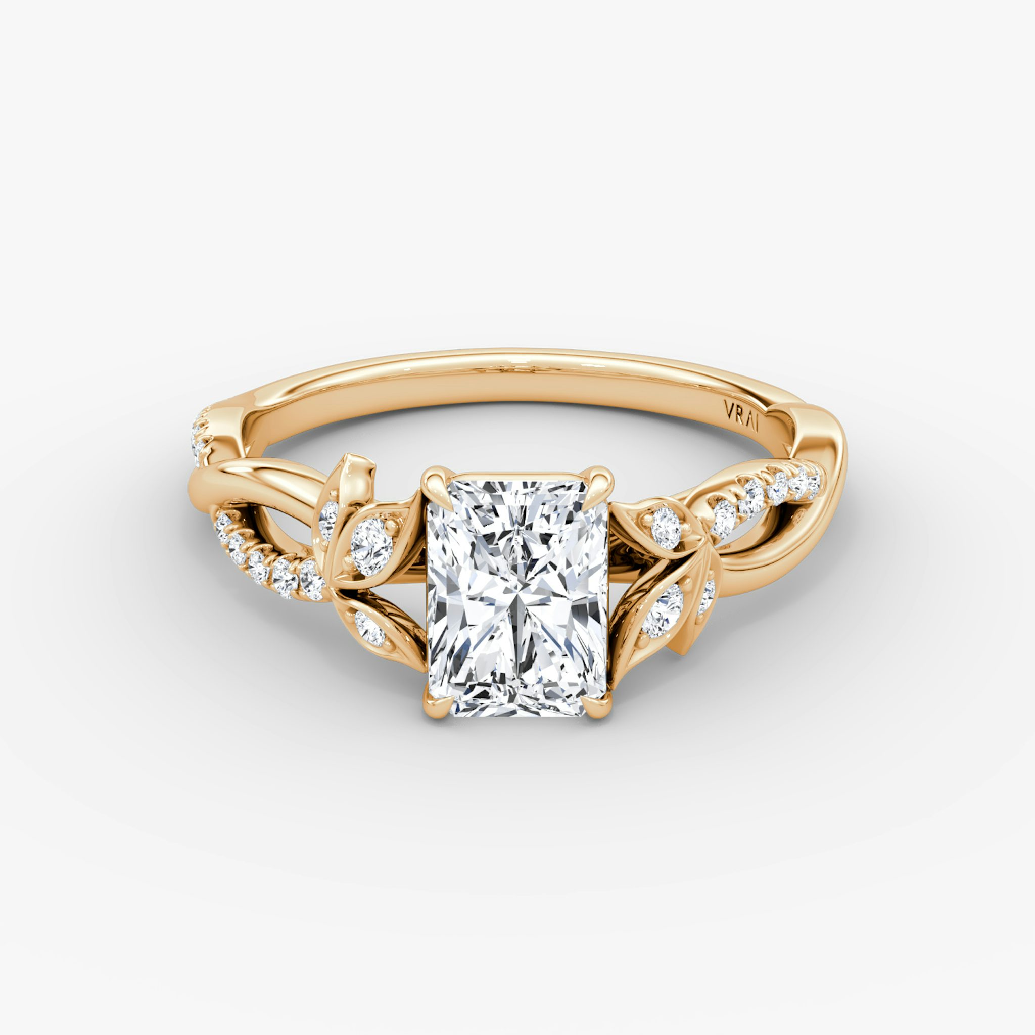 Twisted Floral | Radiant | 14k | Roségold | bandAccent: Mit Pavé-Besatz | diamondOrientation: vertical | caratWeight: other