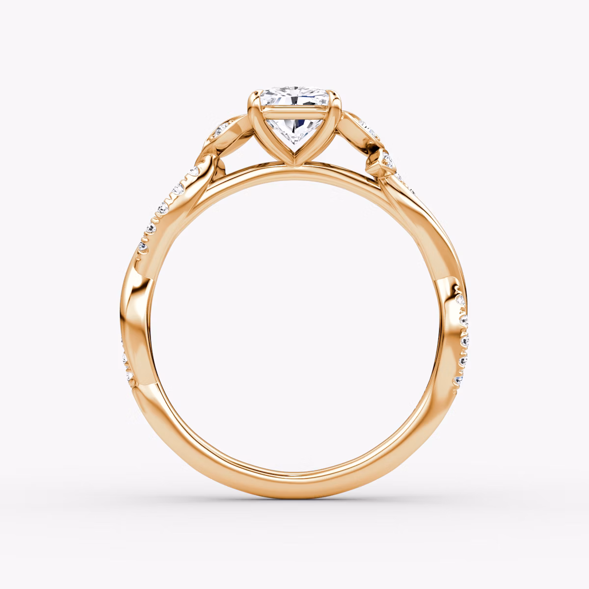 The Twisted Floral | Radiant | 14k | Rose Gold | bandAccent: Pavé | diamondOrientation: vertical | caratWeight: other
