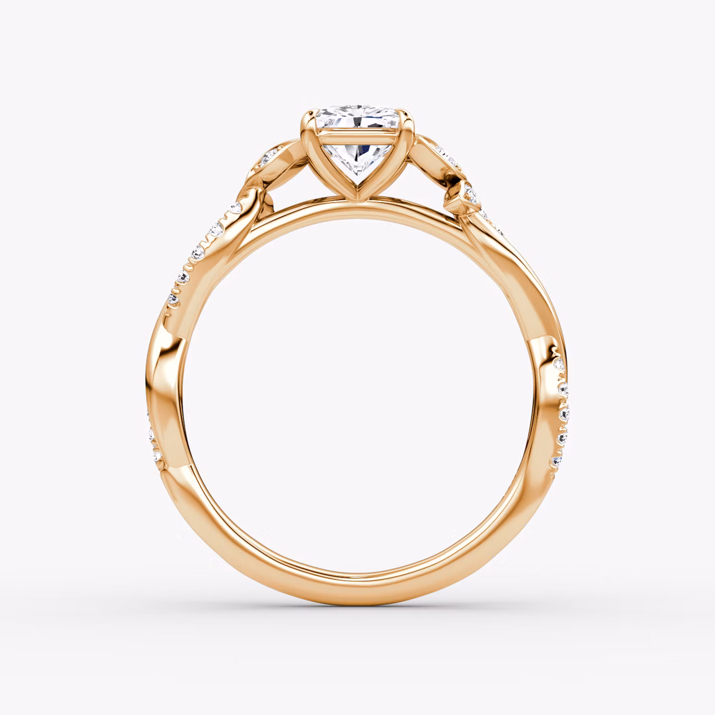 The Twisted Floral | Radiant | 14k | Rose Gold | bandAccent: Pavé | diamondOrientation: vertical | caratWeight: other