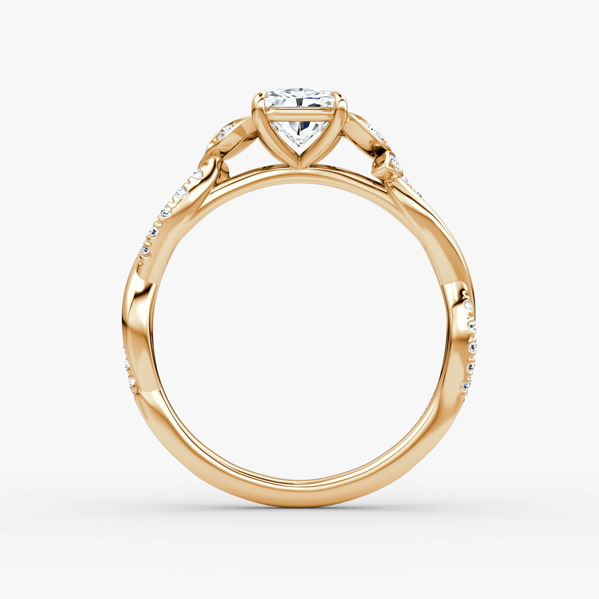 Twisted Floral | Radiant | 14k | Roségold | bandAccent: Mit Pavé-Besatz | diamondOrientation: vertical | caratWeight: other