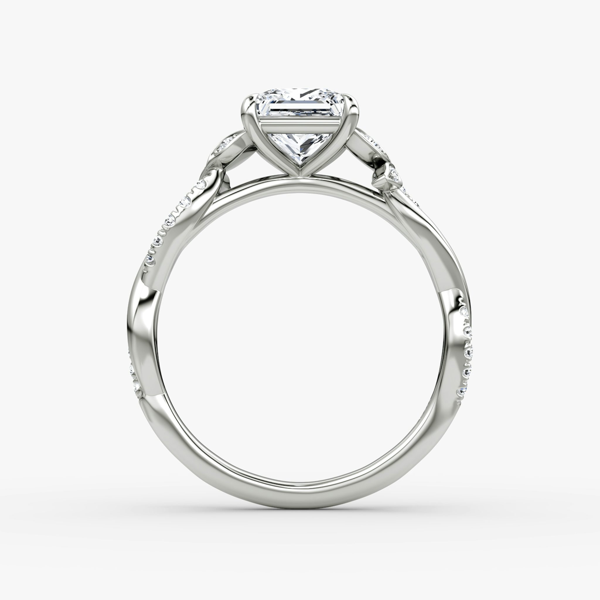The Twisted Floral | Princess | 18k | White Gold | bandAccent: Pavé | diamondOrientation: vertical | caratWeight: other