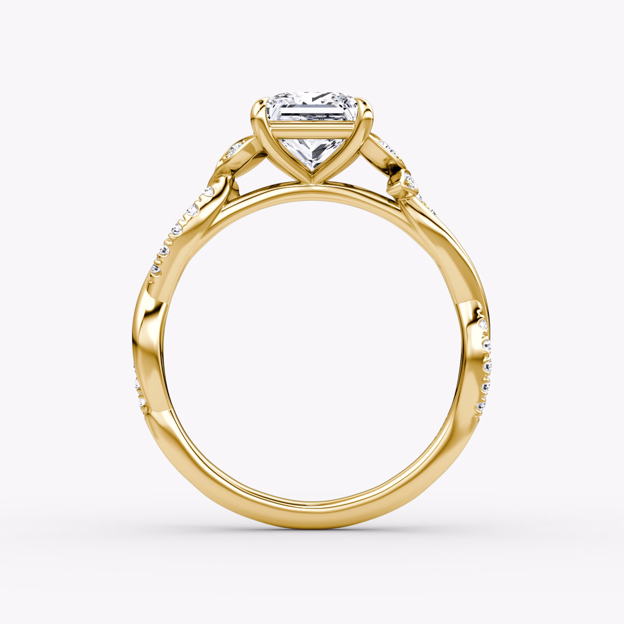 The Twisted Floral | Princess | 18k | Yellow Gold | bandAccent: Pavé | diamondOrientation: vertical | caratWeight: other