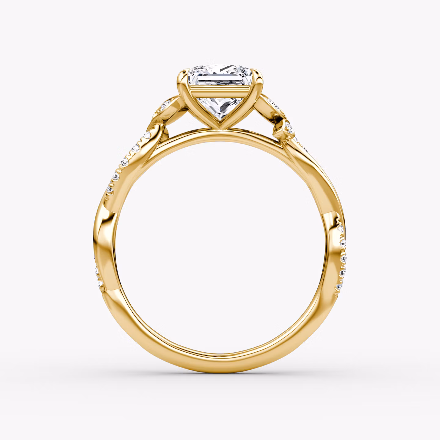 The Twisted Floral | Princess | 18k | Yellow Gold | bandAccent: Pavé | diamondOrientation: vertical | caratWeight: other