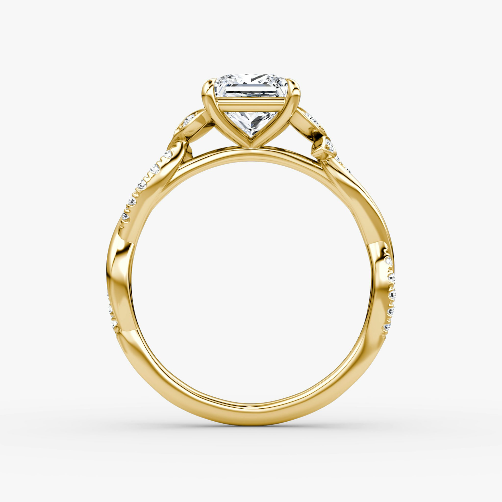 The Twisted Floral | Princess | 18k | Yellow Gold | bandAccent: Pavé | diamondOrientation: vertical | caratWeight: other