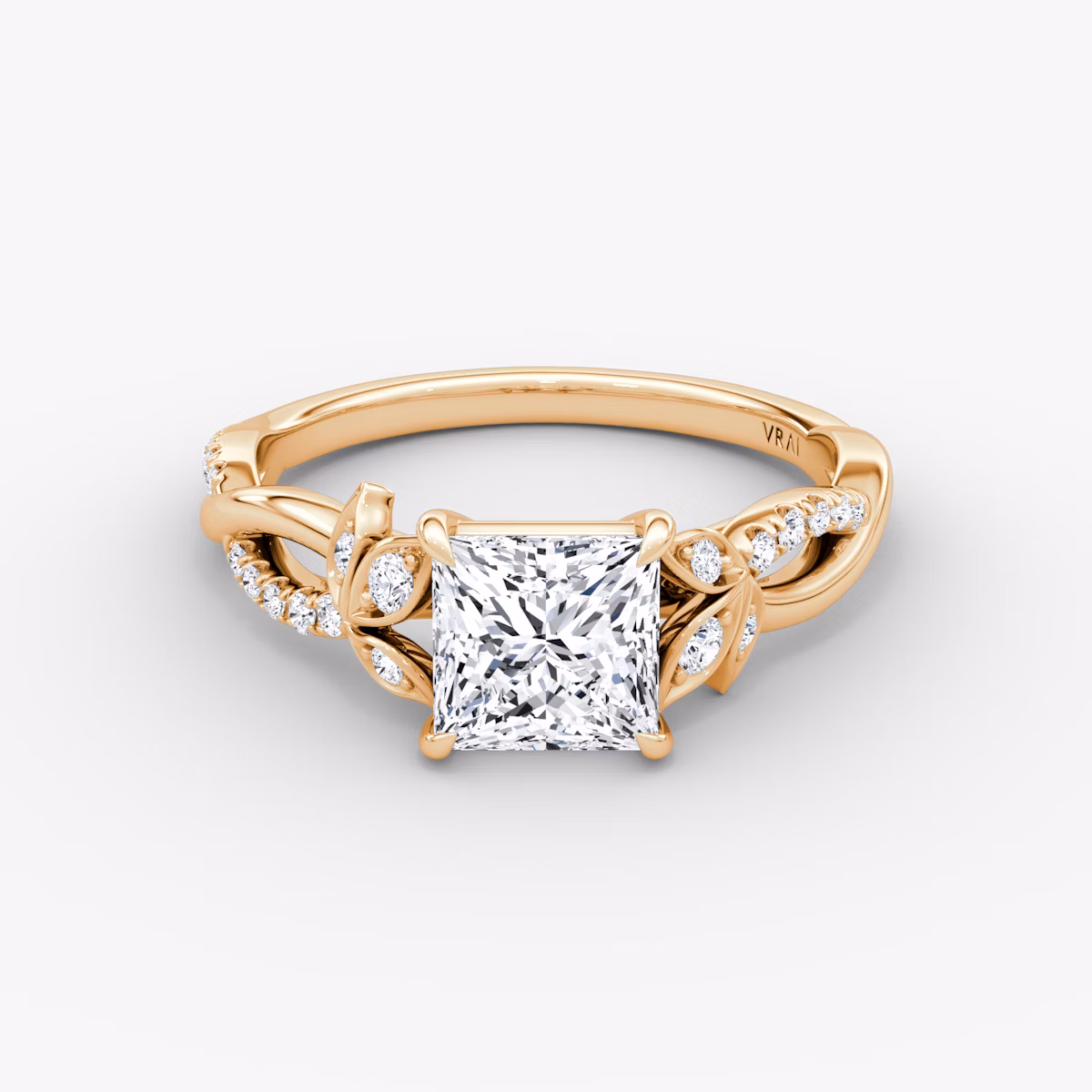 The Twisted Floral | Princess | 14k | Rose Gold | bandAccent: Pavé | diamondOrientation: vertical | caratWeight: other