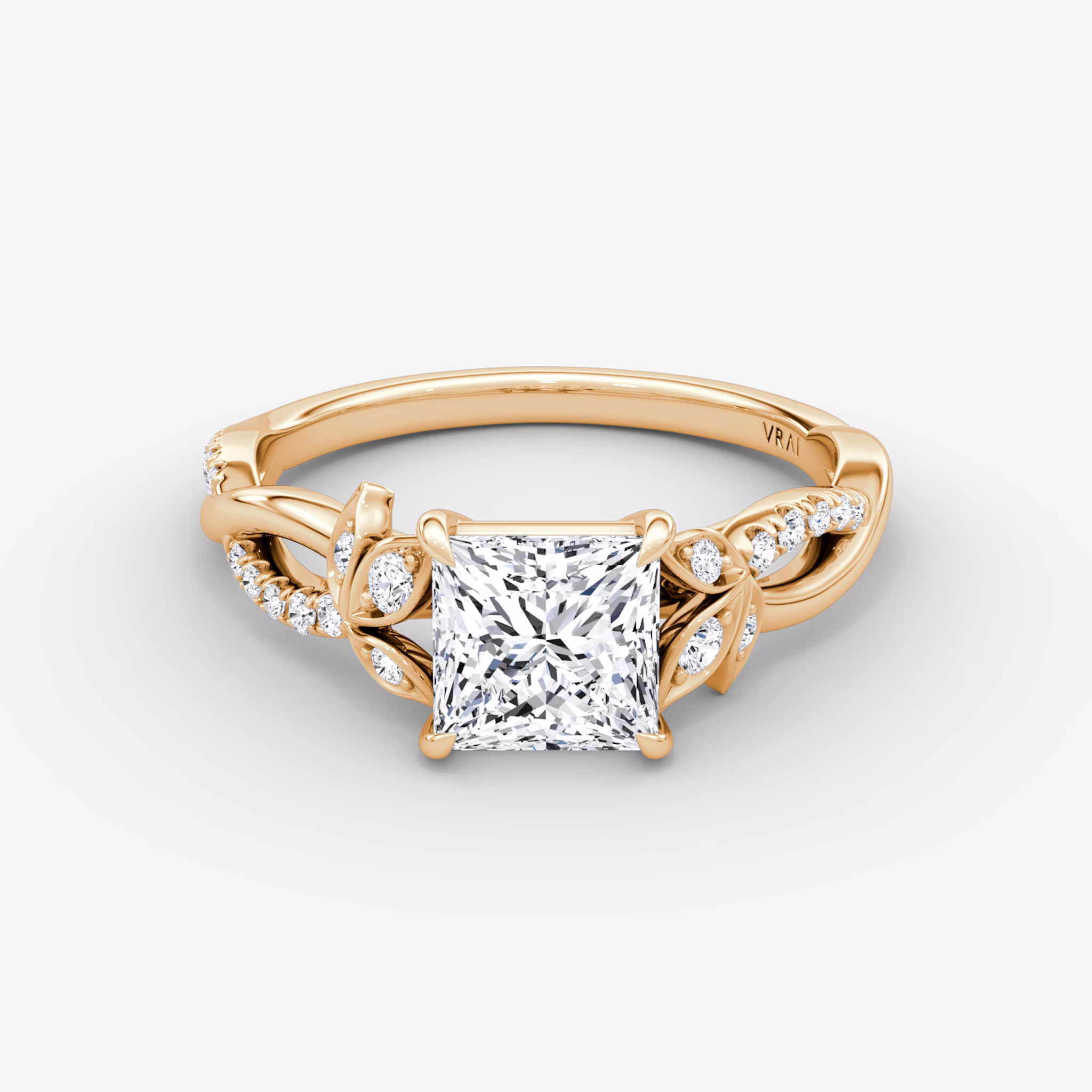 The Twisted Floral | Princess | 14k | Rose Gold | bandAccent: Pavé | diamondOrientation: vertical | caratWeight: other