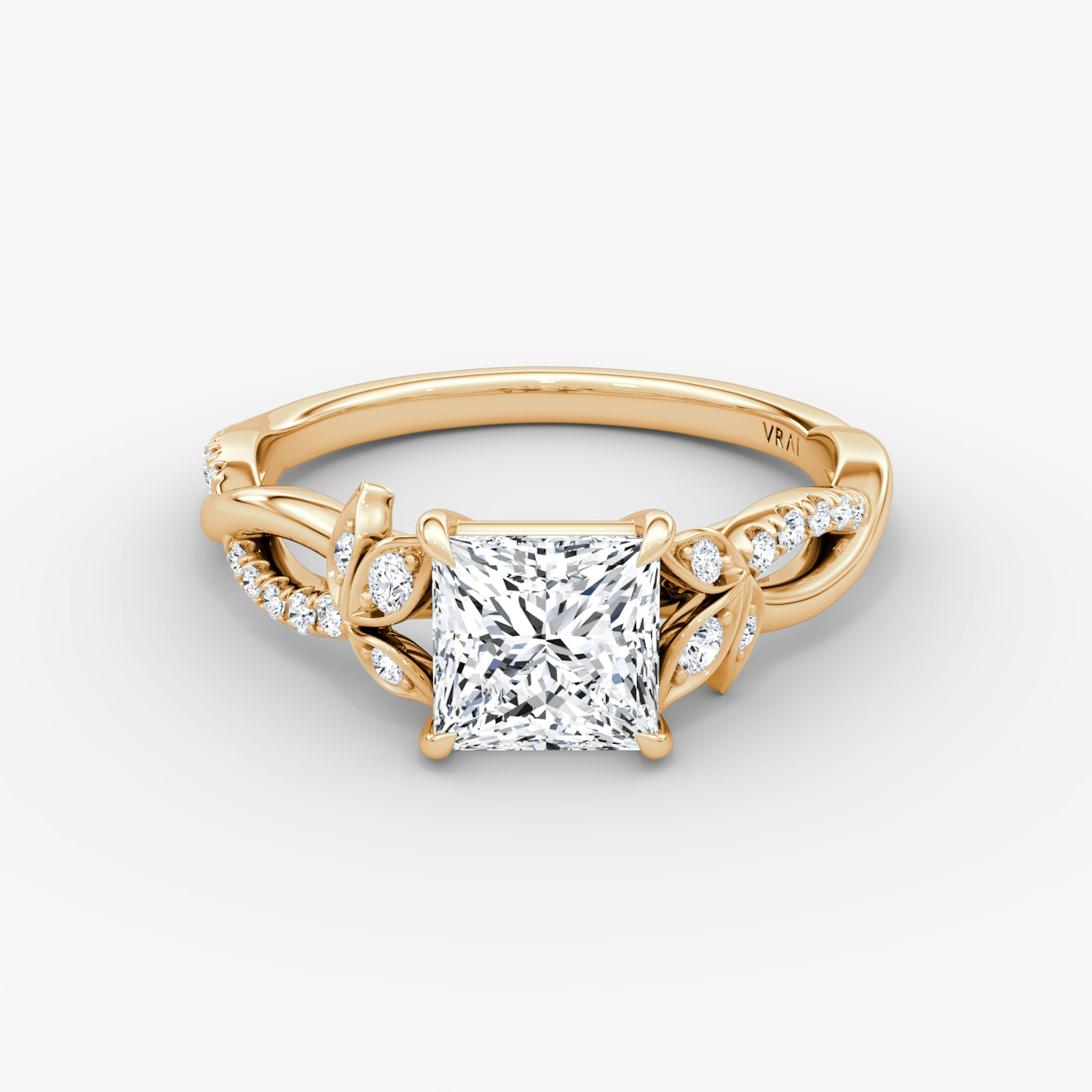 The Twisted Floral | Princess | 14k | Rose Gold | bandAccent: Pavé | diamondOrientation: vertical | caratWeight: other