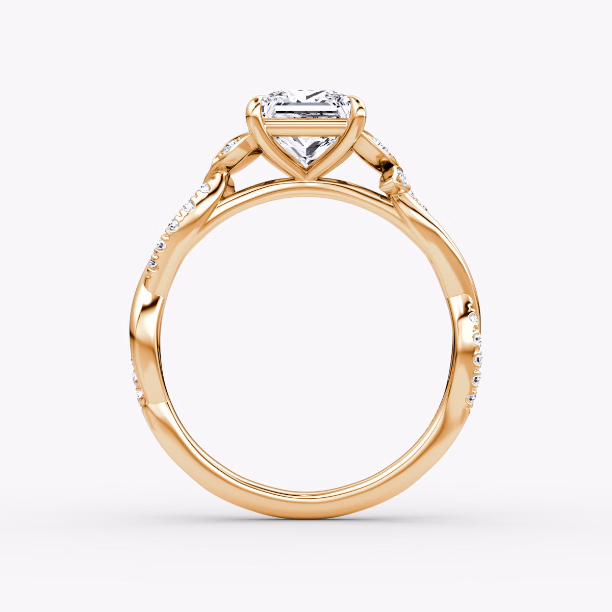 The Twisted Floral | Princess | 14k | Rose Gold | bandAccent: Pavé | diamondOrientation: vertical | caratWeight: other