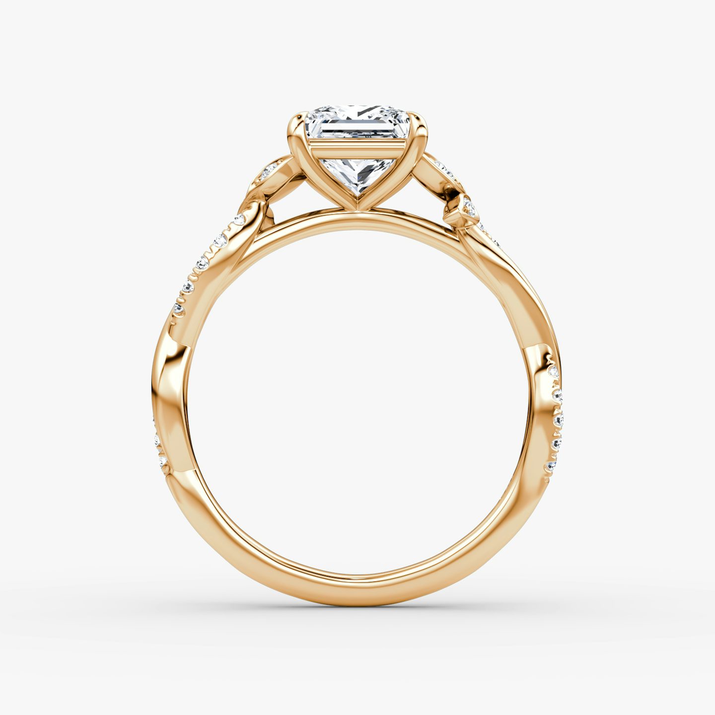 The Twisted Floral | Princess | 14k | Rose Gold | bandAccent: Pavé | diamondOrientation: vertical | caratWeight: other