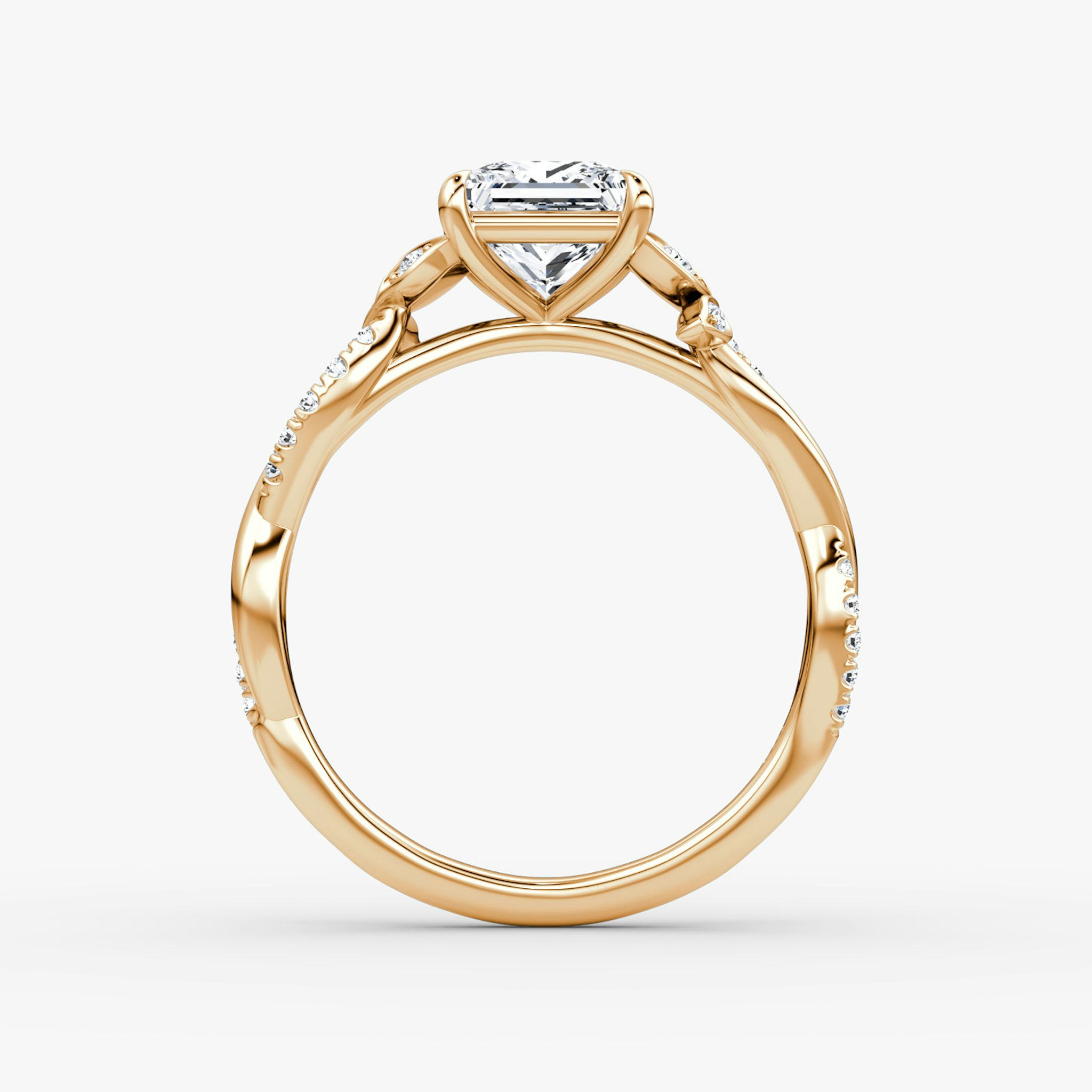 The Twisted Floral | Princess | 14k | Rose Gold | bandAccent: Pavé | diamondOrientation: vertical | caratWeight: other