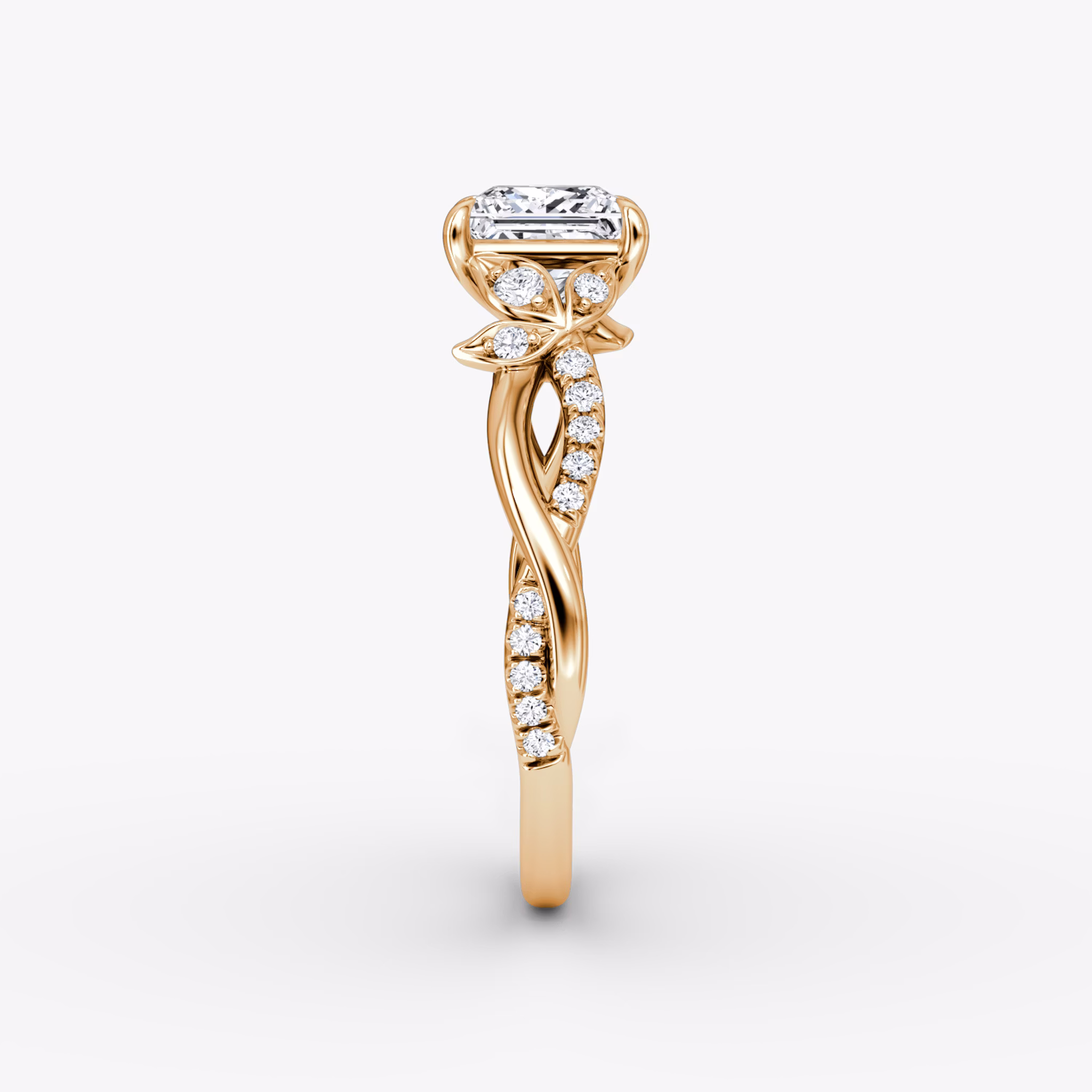 The Twisted Floral | Princess | 14k | Rose Gold | bandAccent: Pavé | diamondOrientation: vertical | caratWeight: other