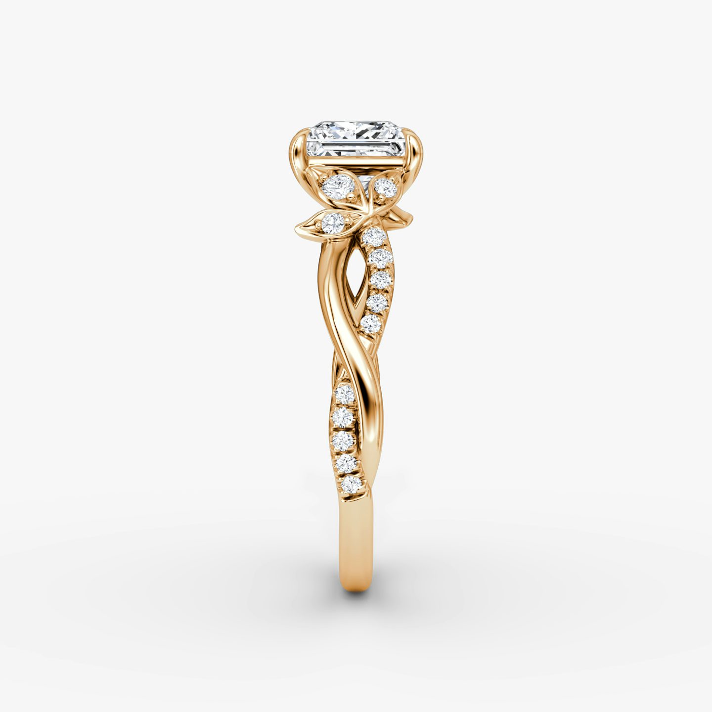 The Twisted Floral | Princess | 14k | Rose Gold | bandAccent: Pavé | diamondOrientation: vertical | caratWeight: other