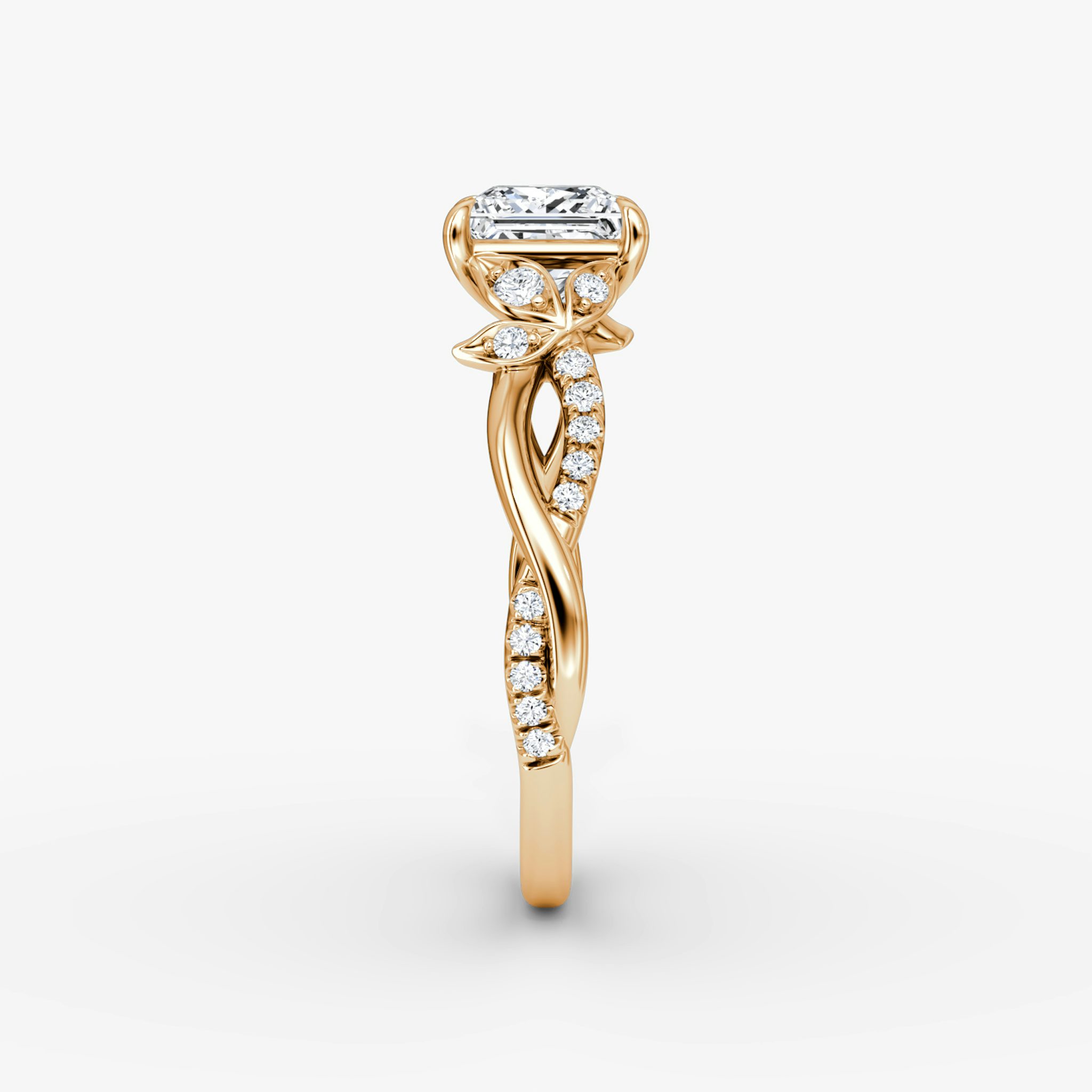 The Twisted Floral | Princess | 14k | Rose Gold | bandAccent: Pavé | diamondOrientation: vertical | caratWeight: other