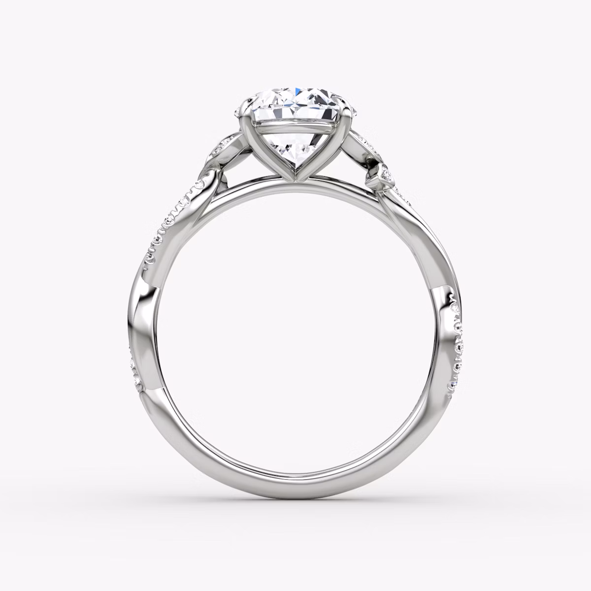 The Twisted Floral | Oval | 18k | White Gold | bandAccent: Pavé | diamondOrientation: vertical | caratWeight: other