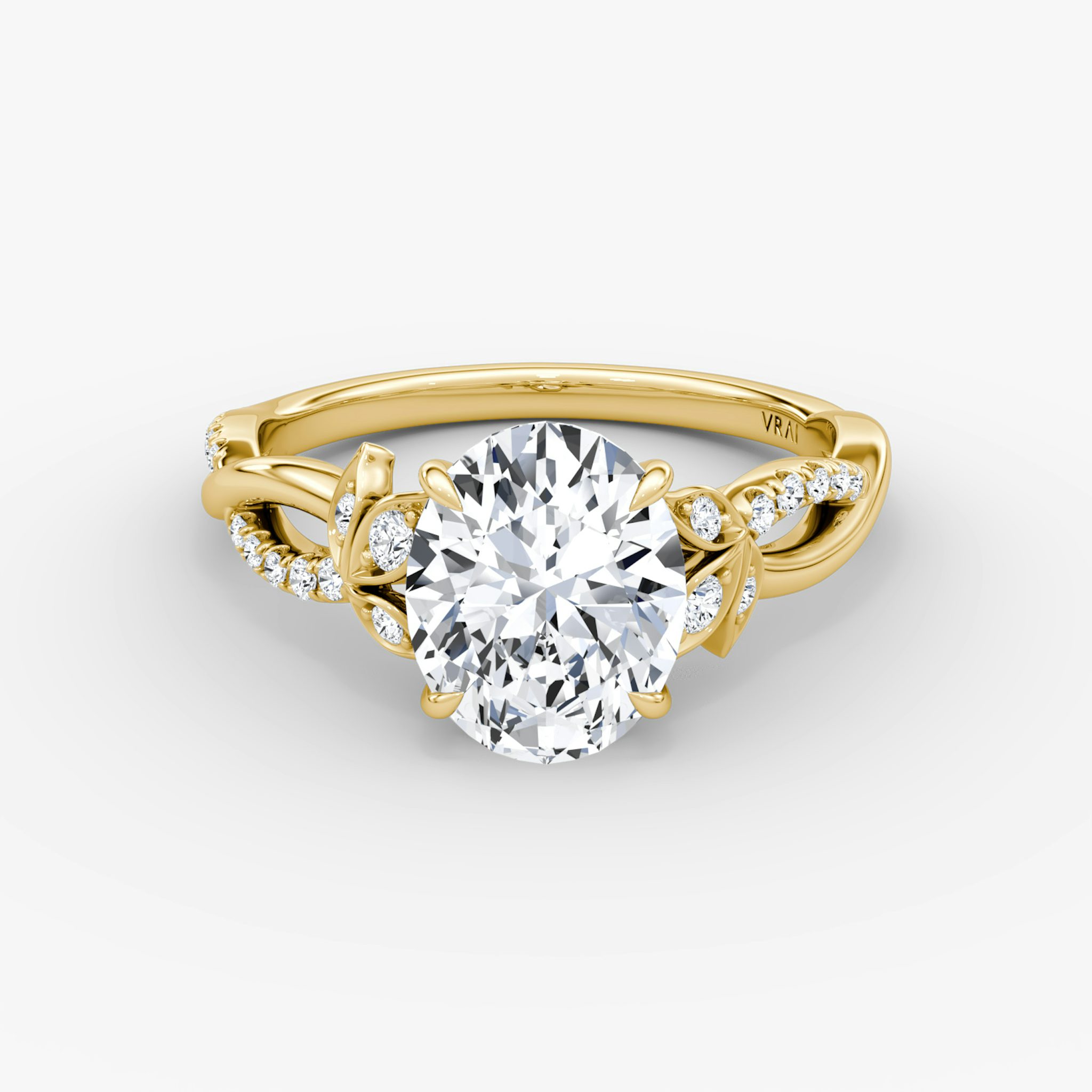 The Twisted Floral | Oval | 18k | Yellow Gold | bandAccent: Pavé | diamondOrientation: vertical | caratWeight: other