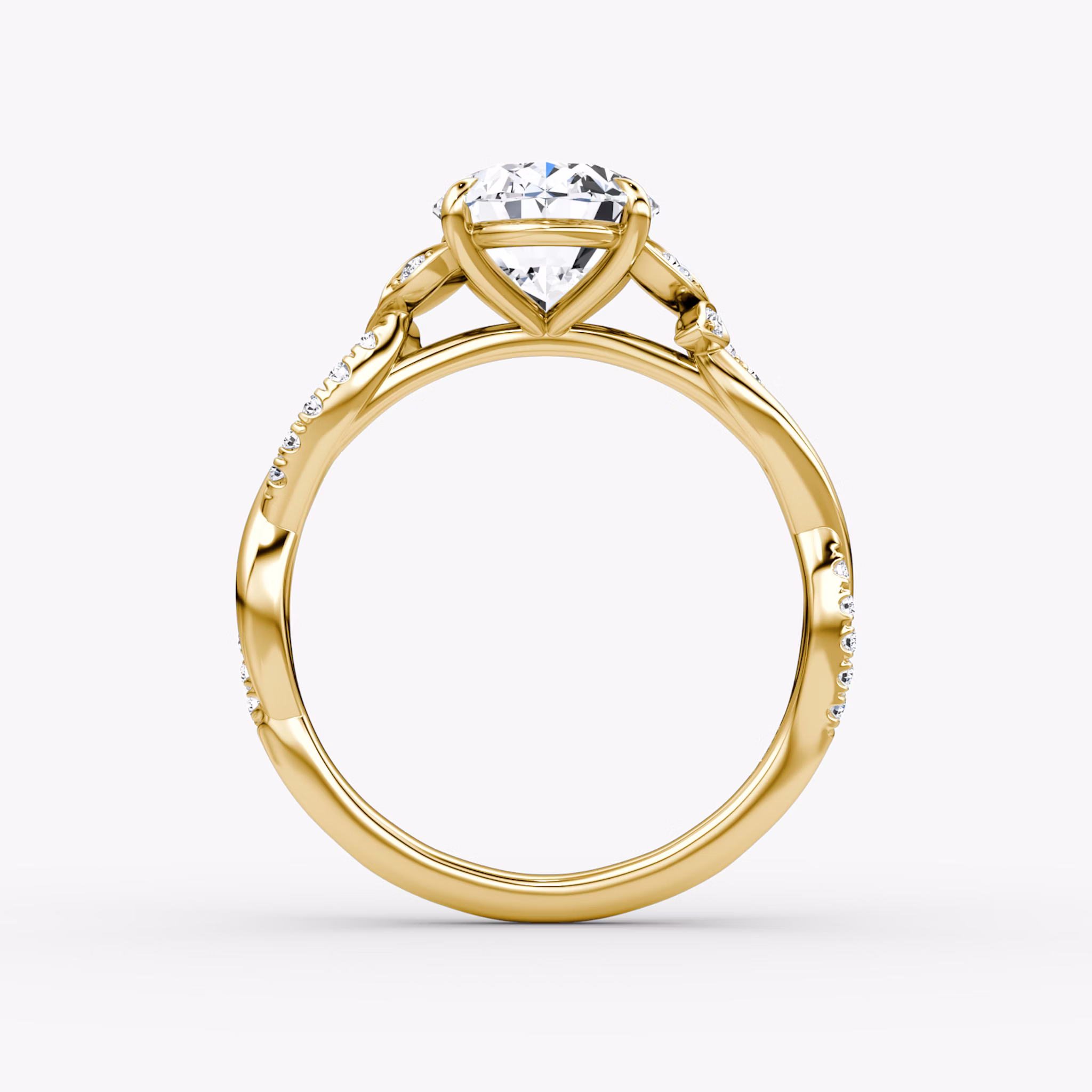 The Twisted Floral | Oval | 18k | Yellow Gold | bandAccent: Pavé | diamondOrientation: vertical | caratWeight: other