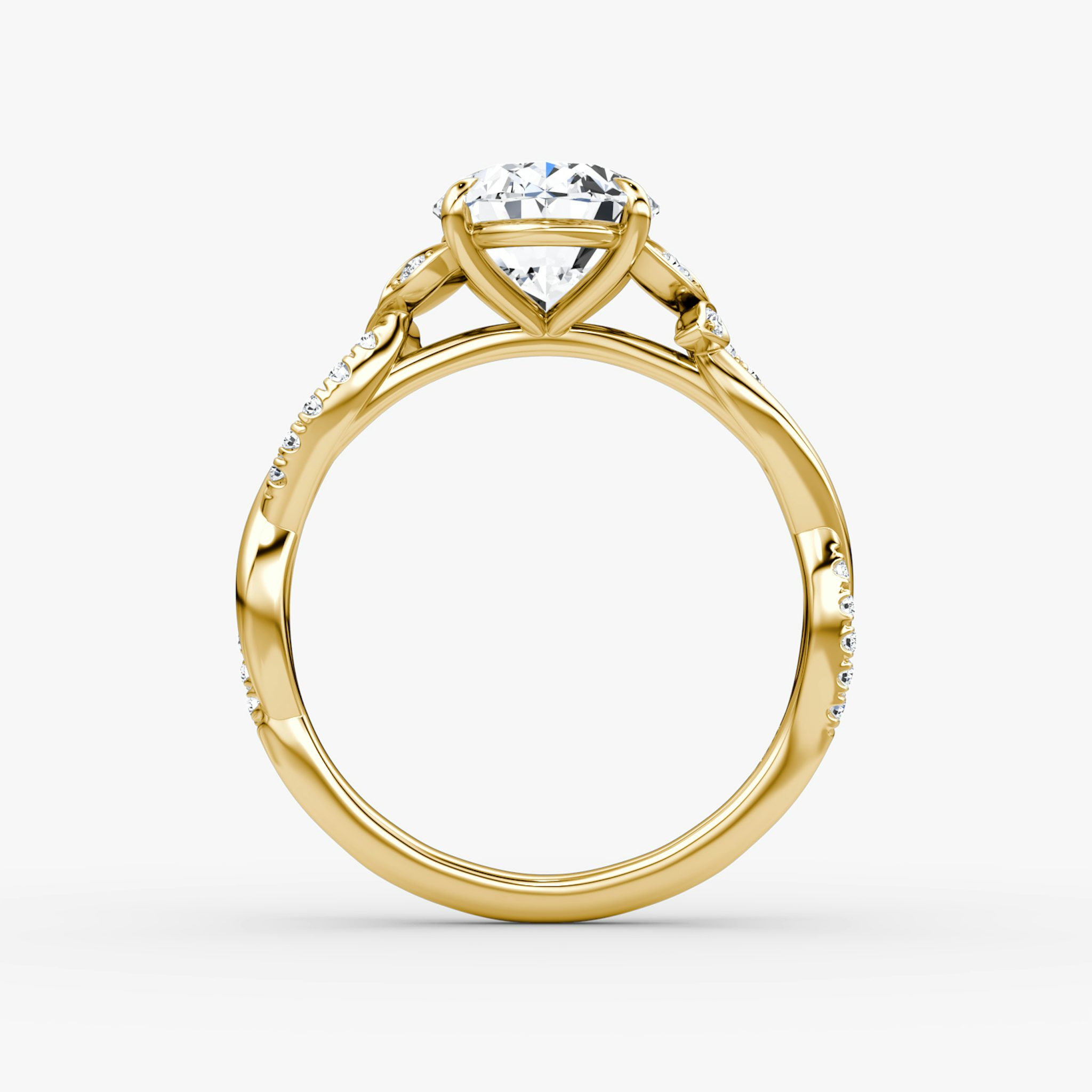 The Twisted Floral | Oval | 18k | Yellow Gold | bandAccent: Pavé | diamondOrientation: vertical | caratWeight: other