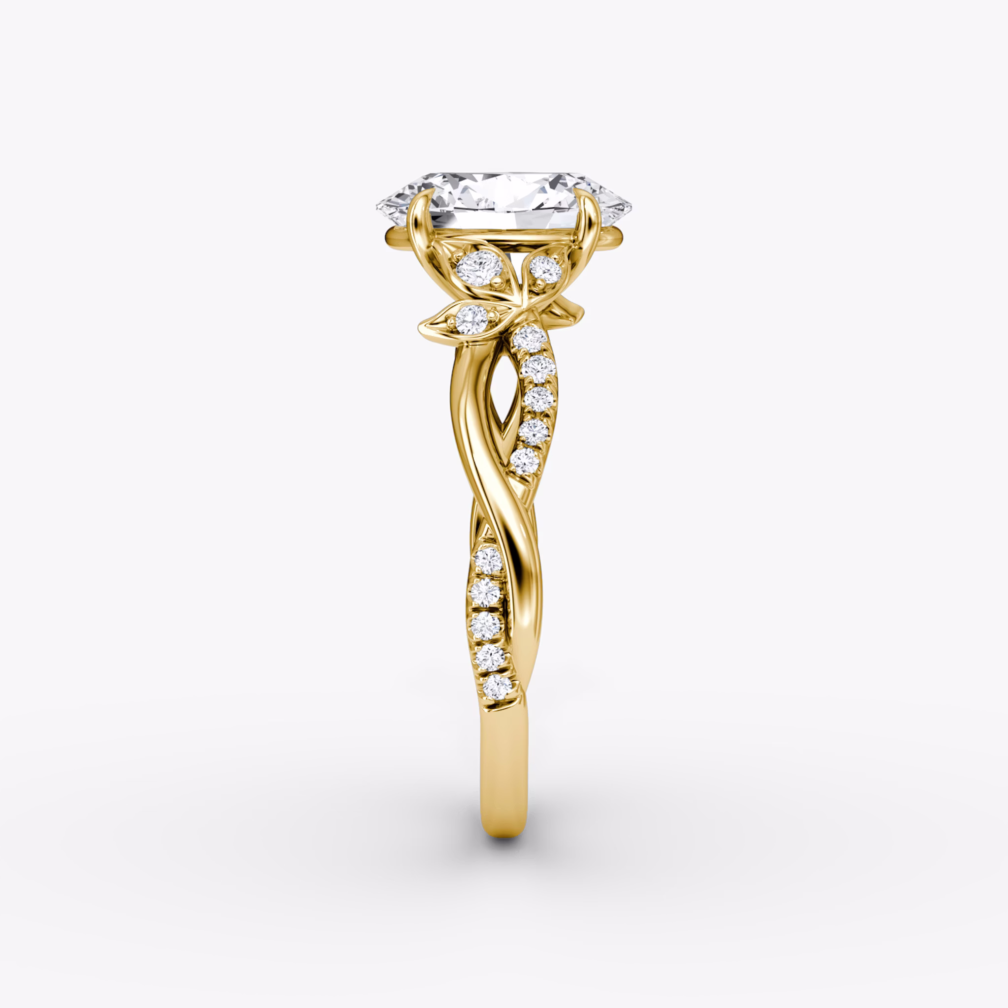 The Twisted Floral | Oval | 18k | Yellow Gold | bandAccent: Pavé | diamondOrientation: vertical | caratWeight: other