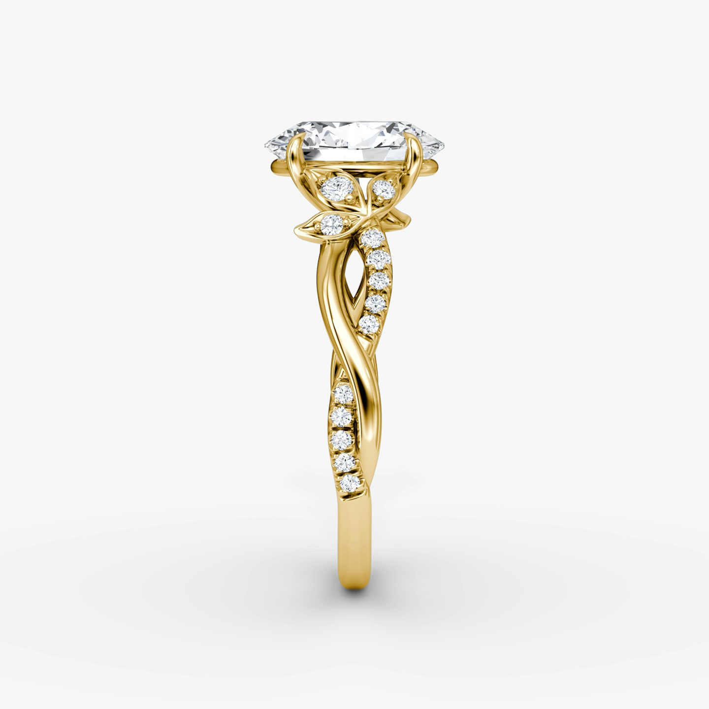 The Twisted Floral | Oval | 18k | Yellow Gold | bandAccent: Pavé | diamondOrientation: vertical | caratWeight: other