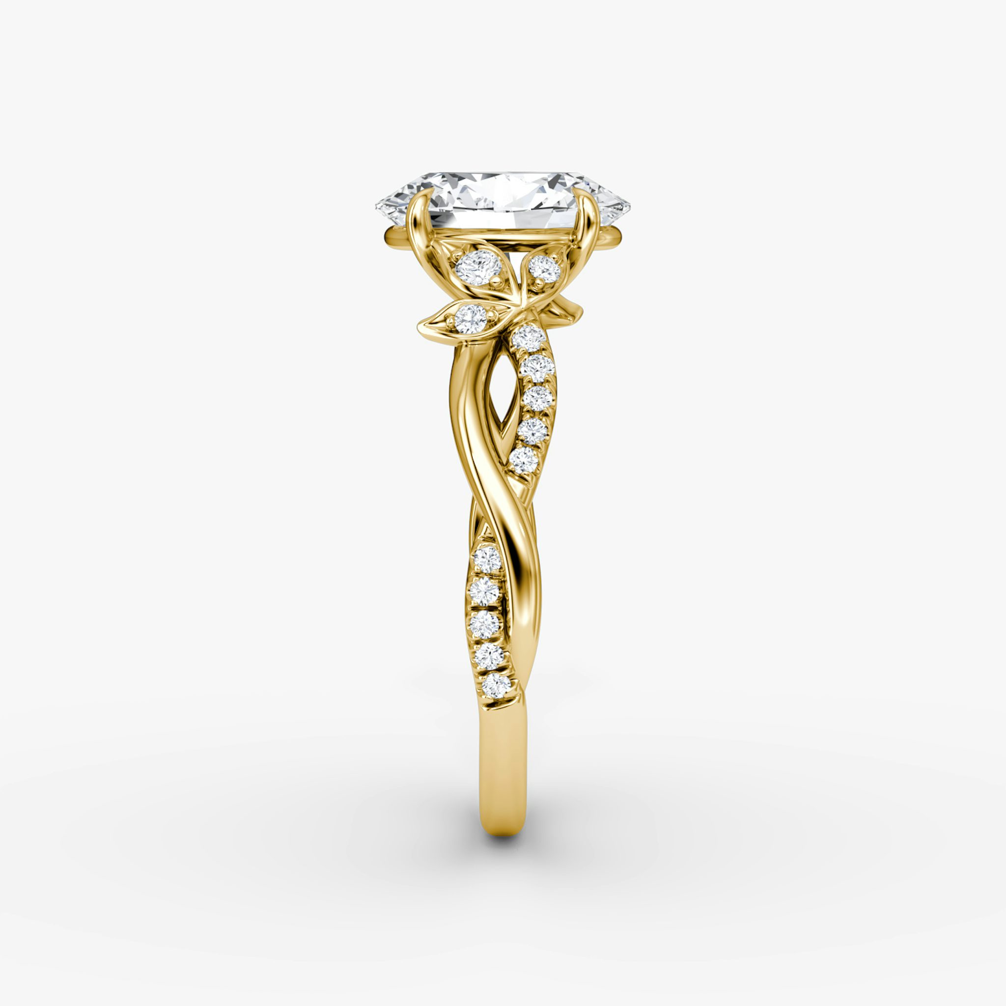 The Twisted Floral | Oval | 18k | Yellow Gold | bandAccent: Pavé | diamondOrientation: vertical | caratWeight: other