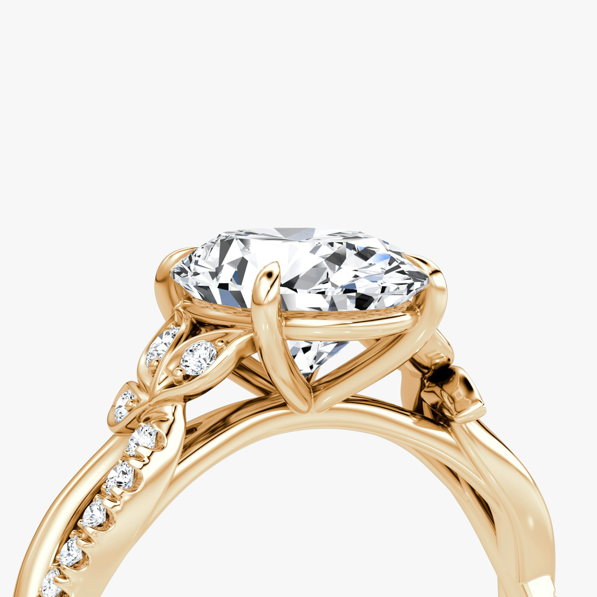 The Twisted Floral | Oval | 14k | Rose Gold | bandAccent: Pavé | diamondOrientation: vertical | caratWeight: other