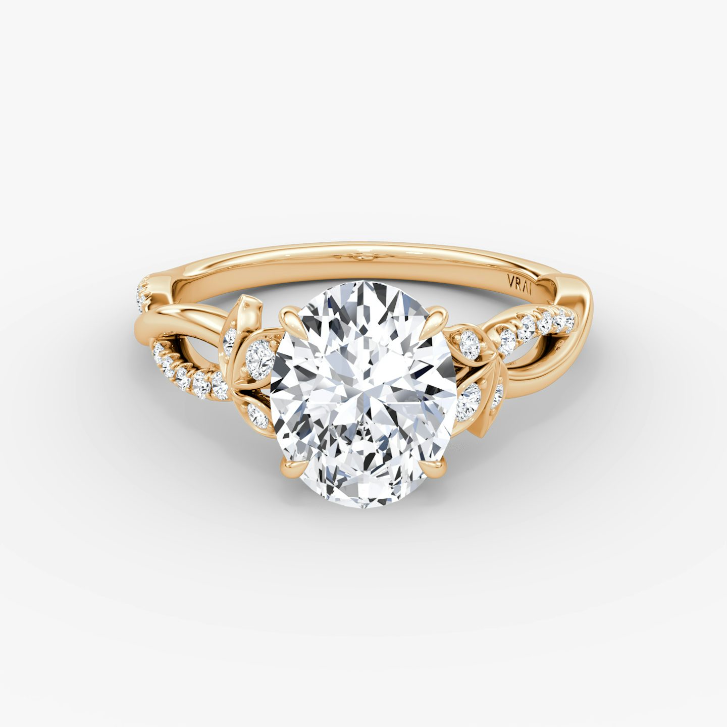 The Twisted Floral | Oval | 14k | Rose Gold | bandAccent: Pavé | diamondOrientation: vertical | caratWeight: other