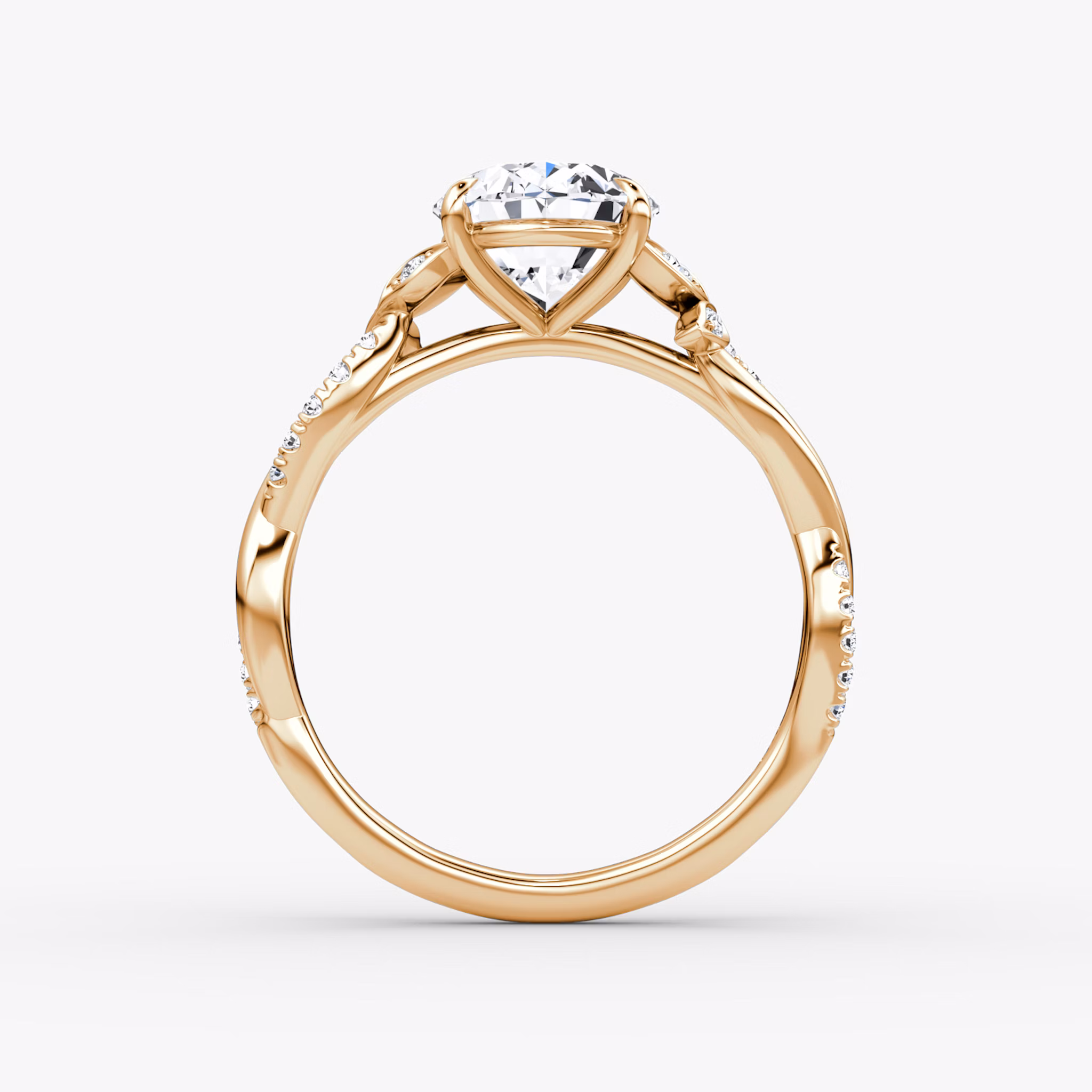 The Twisted Floral | Oval | 14k | Rose Gold | bandAccent: Pavé | diamondOrientation: vertical | caratWeight: other