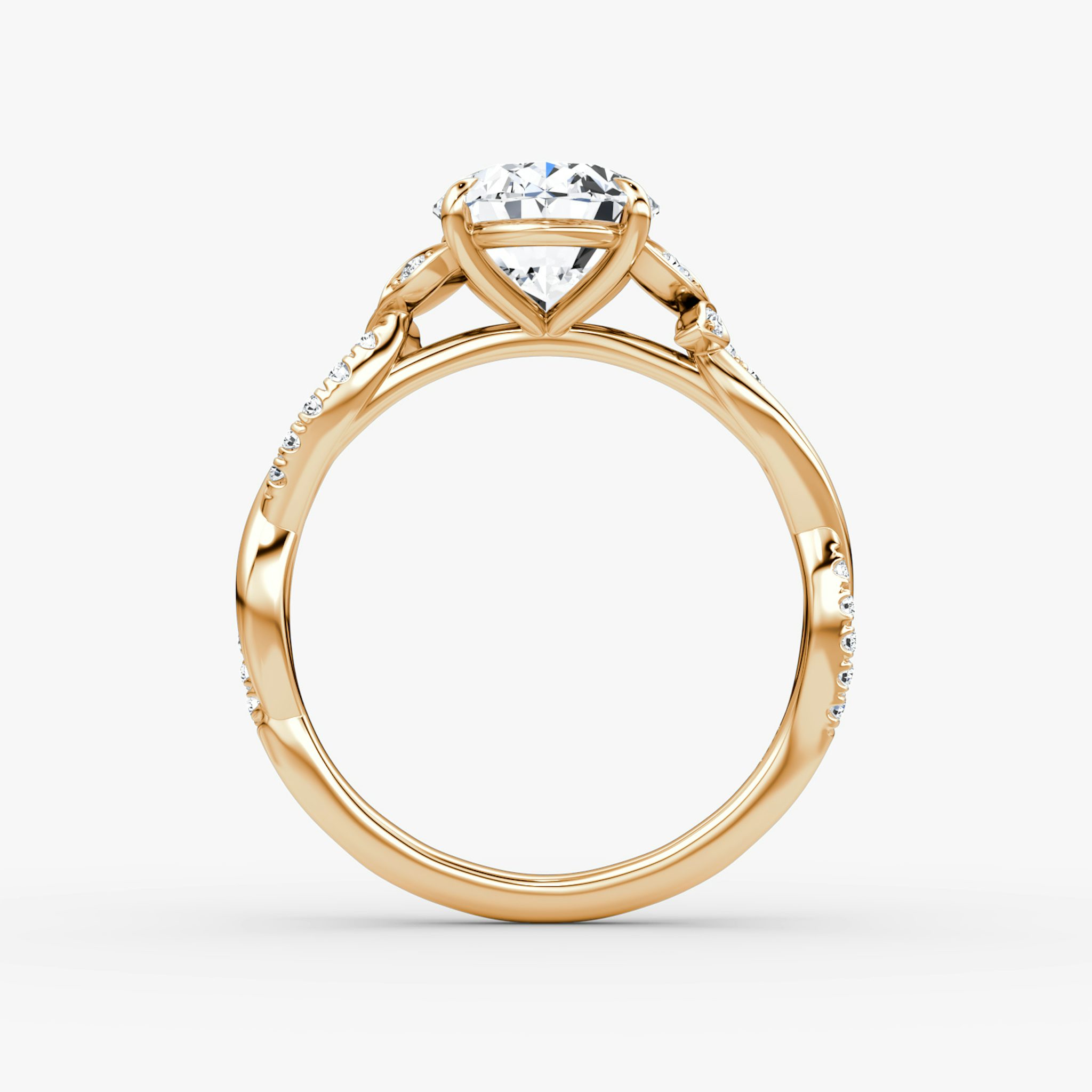 The Twisted Floral | Oval | 14k | Rose Gold | bandAccent: Pavé | diamondOrientation: vertical | caratWeight: other