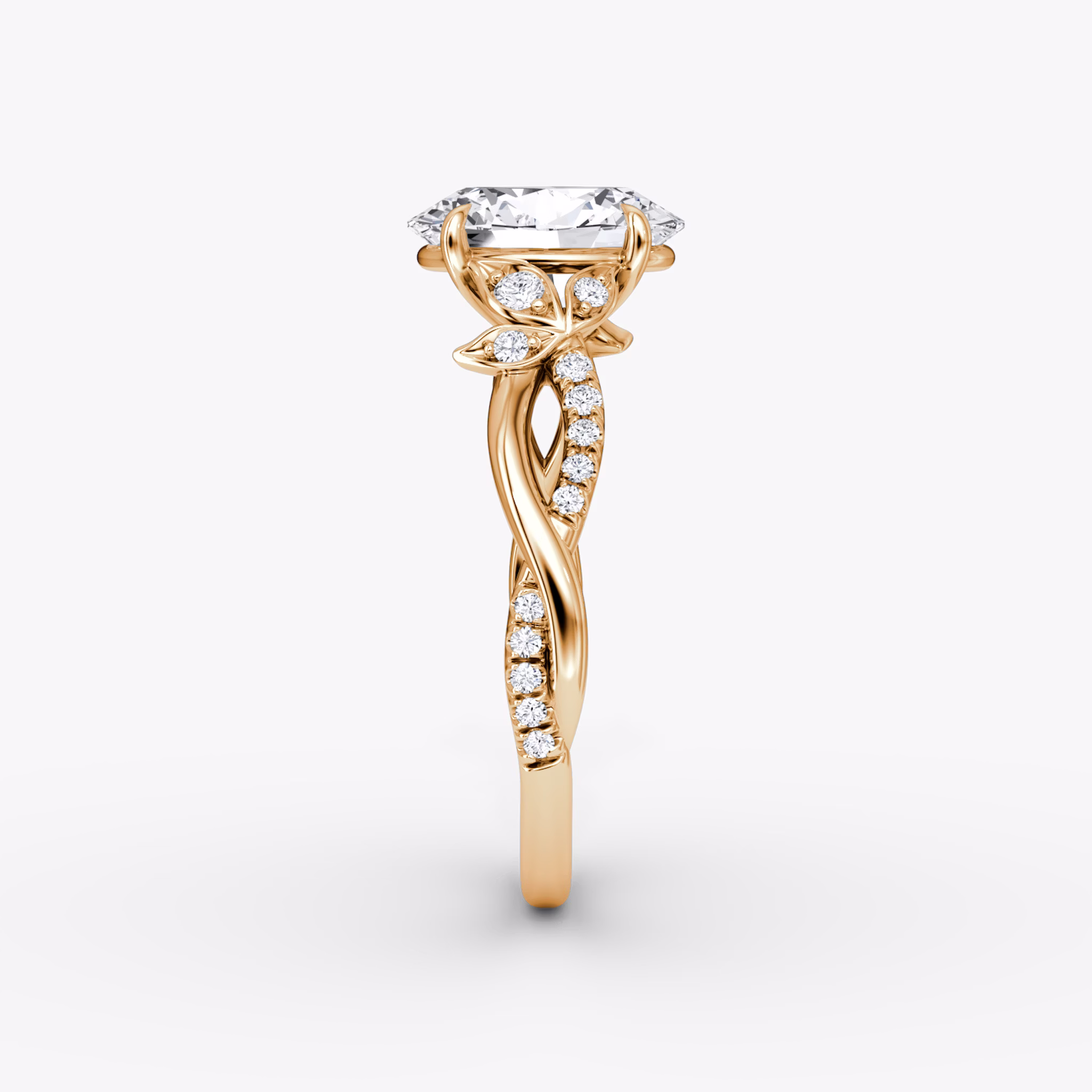 The Twisted Floral | Oval | 14k | Rose Gold | bandAccent: Pavé | diamondOrientation: vertical | caratWeight: other