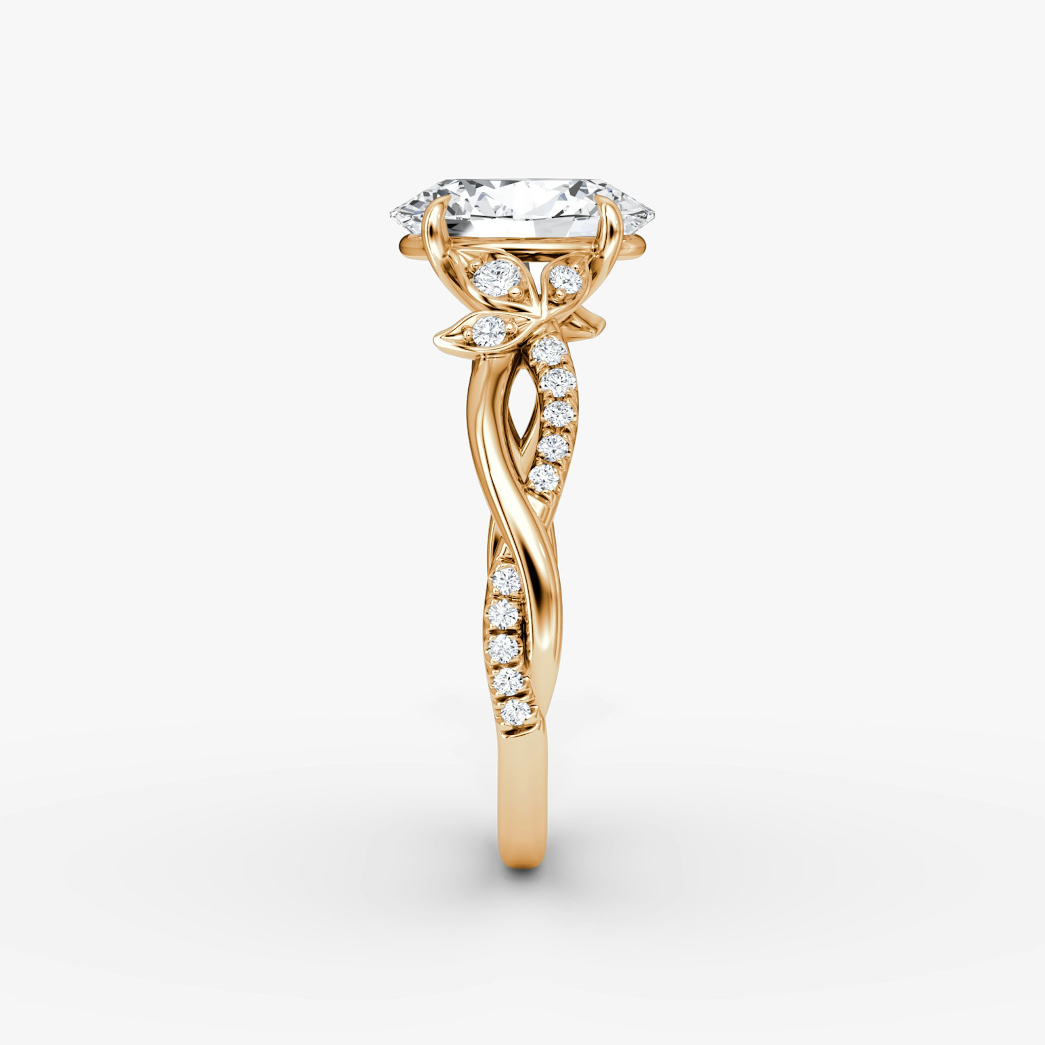 The Twisted Floral | Oval | 14k | Rose Gold | bandAccent: Pavé | diamondOrientation: vertical | caratWeight: other