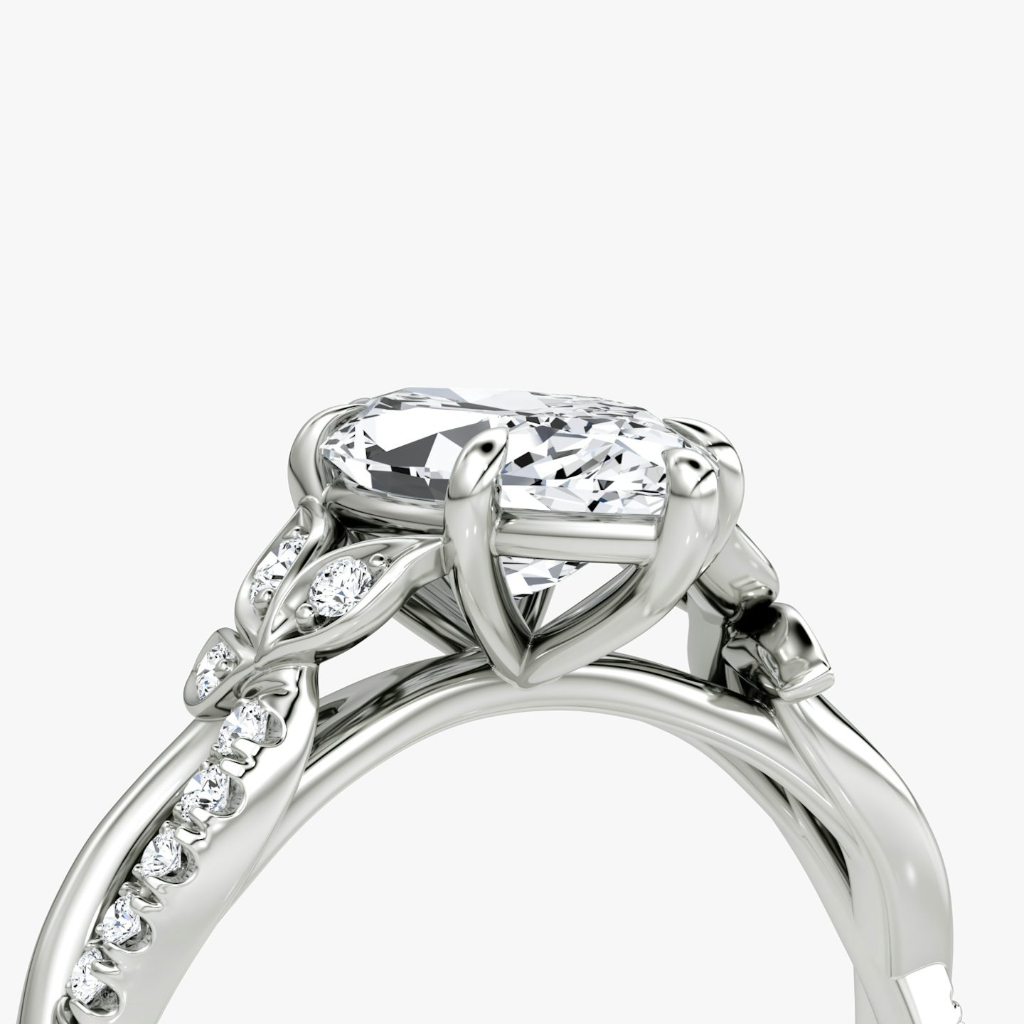 The Twisted Floral | Marquise | 18k | White Gold | bandAccent: Pavé | diamondOrientation: vertical | caratWeight: other