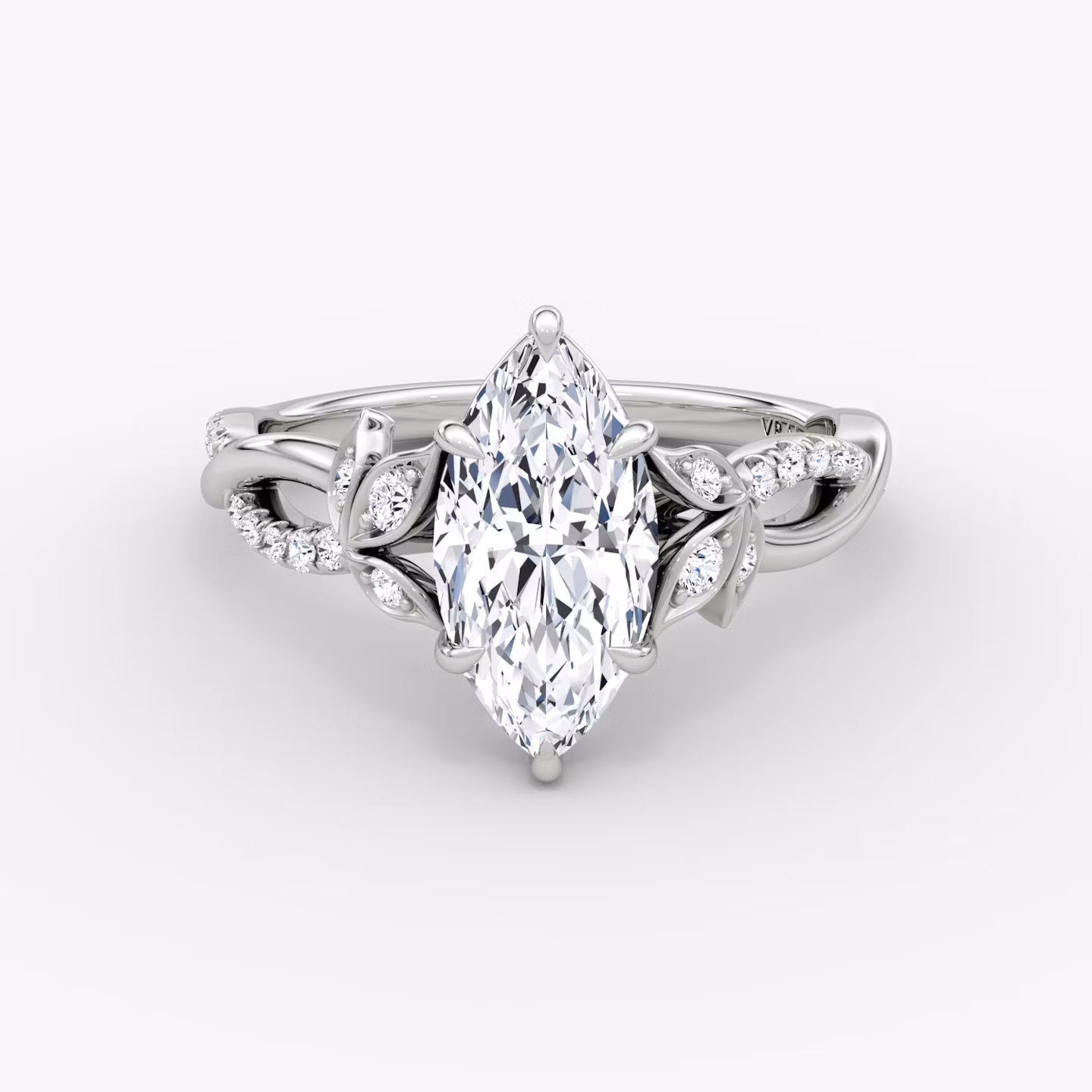 The Twisted Floral | Marquise | 18k | White Gold | bandAccent: Pavé | diamondOrientation: vertical | caratWeight: other