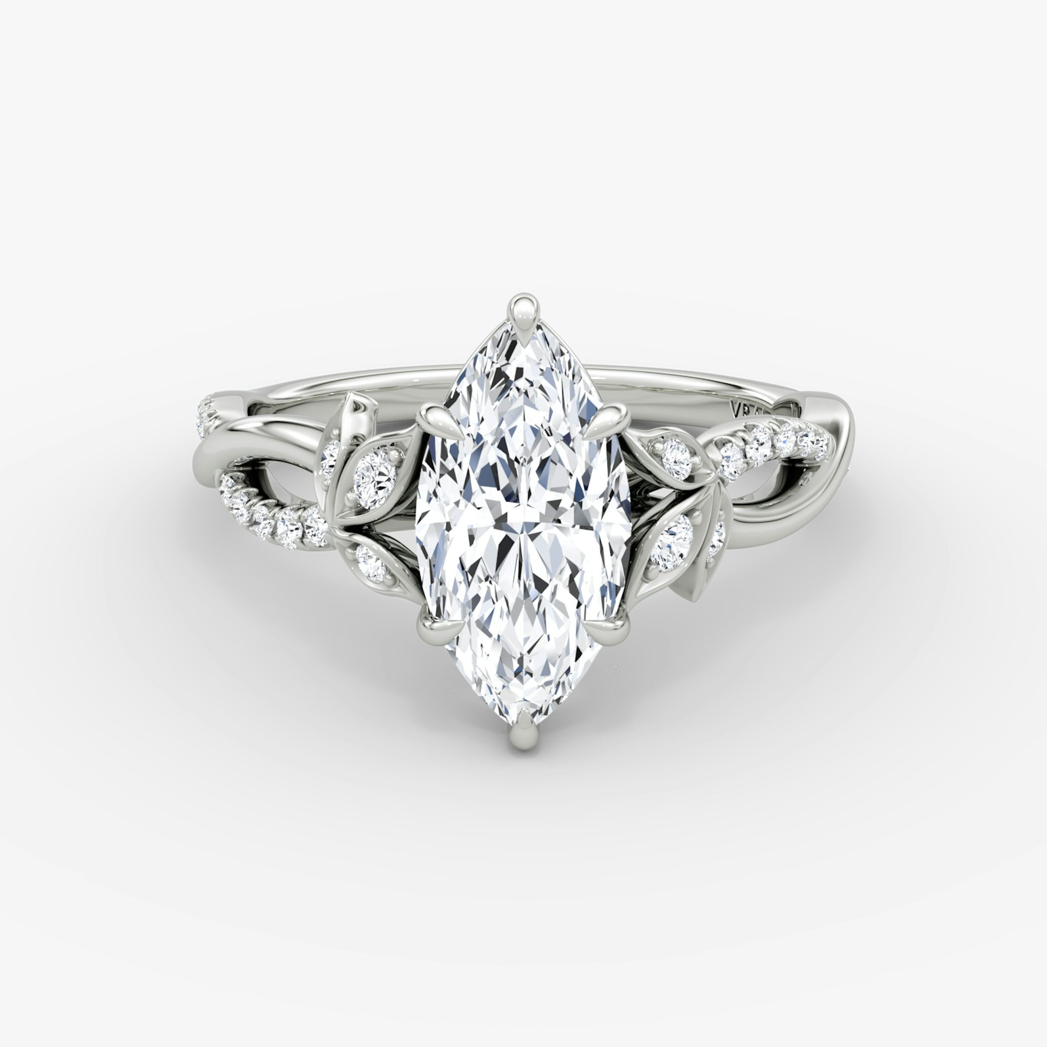 The Twisted Floral | Marquise | Platinum | bandAccent: Pavé | diamondOrientation: vertical | caratWeight: other
