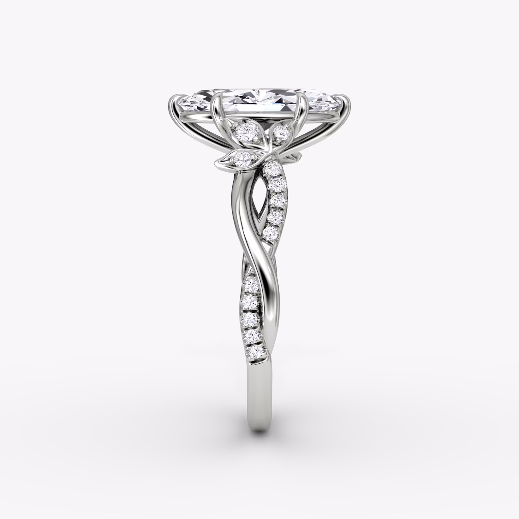 The Twisted Floral | Marquise | Platinum | bandAccent: Pavé | diamondOrientation: vertical | caratWeight: other