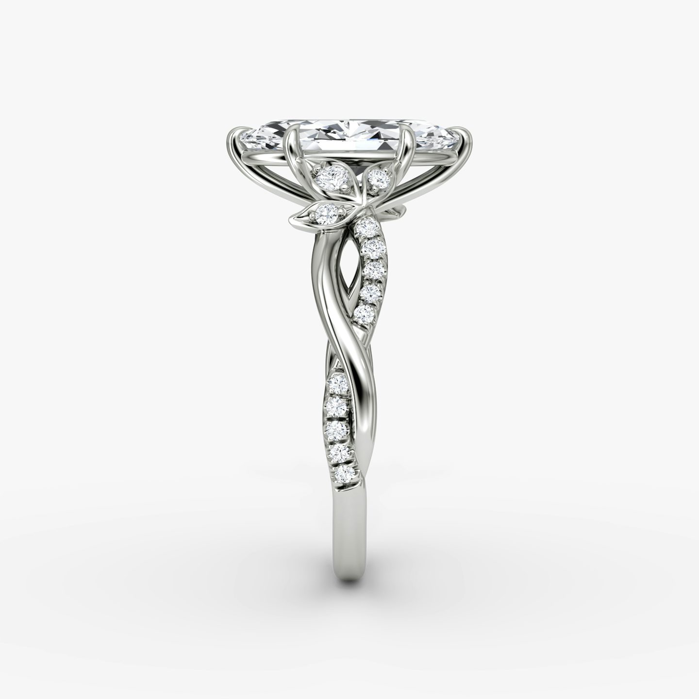 The Twisted Floral | Marquise | 18k | White Gold | bandAccent: Pavé | diamondOrientation: vertical | caratWeight: other