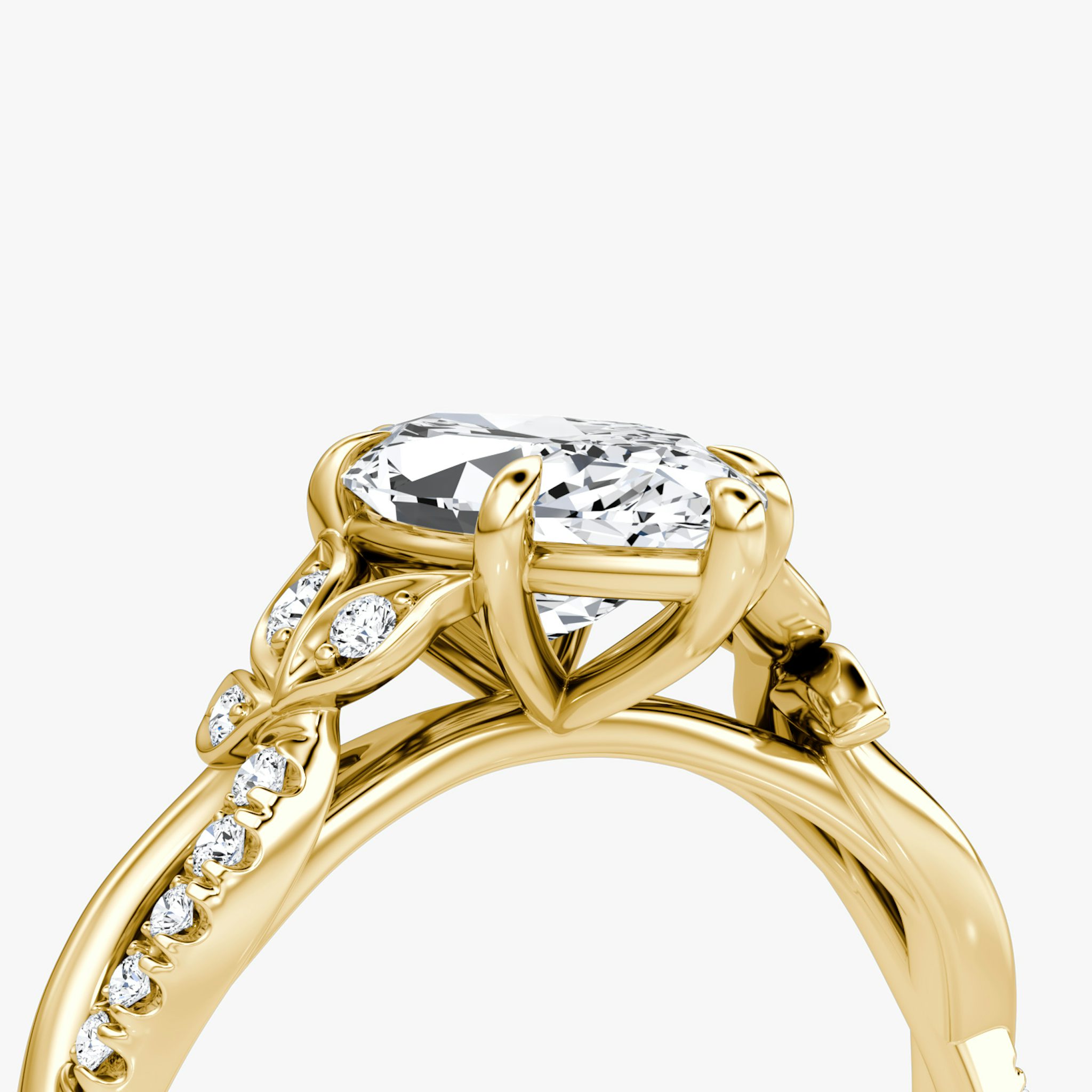 The Twisted Floral | Marquise | 18k | Yellow Gold | bandAccent: Pavé | diamondOrientation: vertical | caratWeight: other