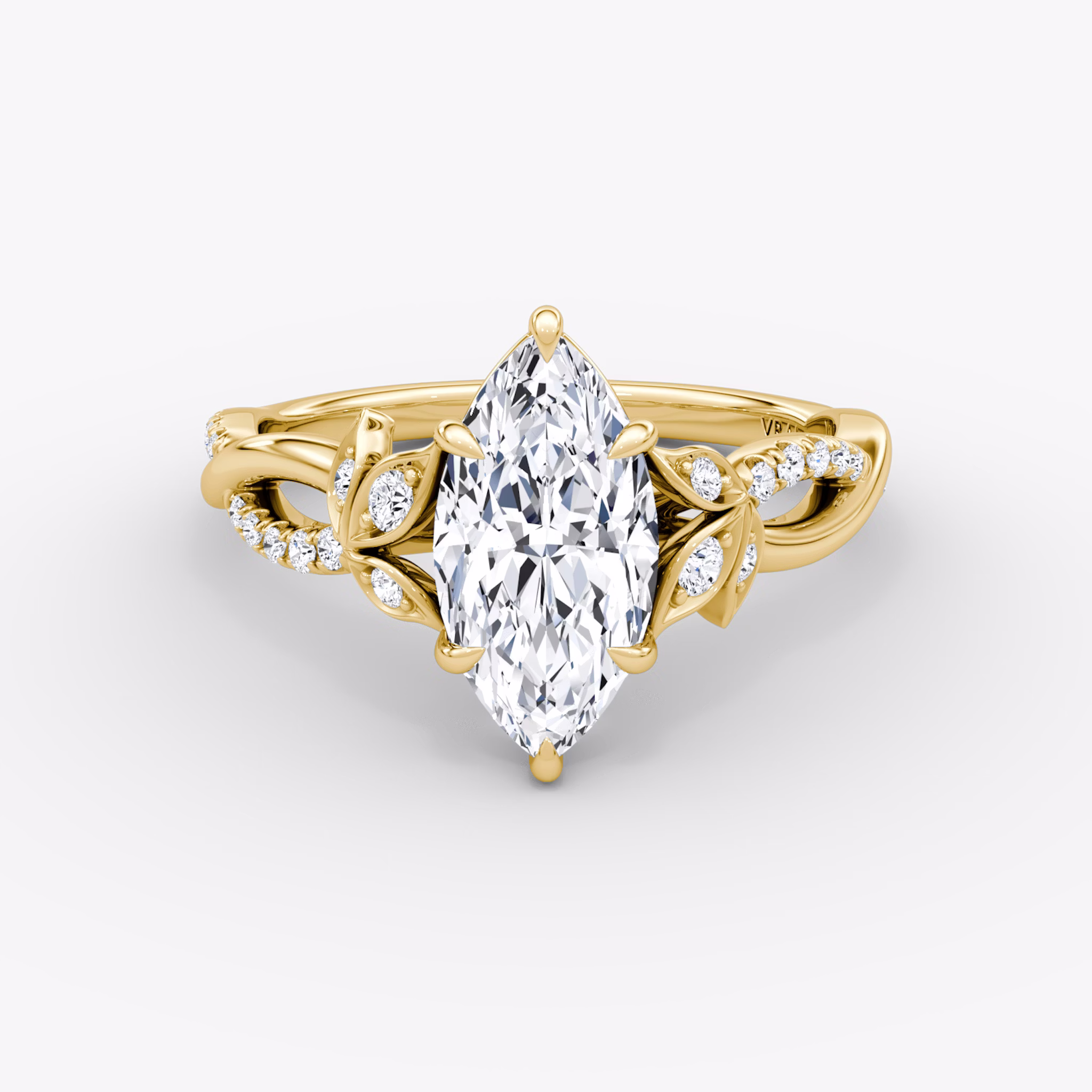 The Twisted Floral | Marquise | 18k | Yellow Gold | bandAccent: Pavé | diamondOrientation: vertical | caratWeight: other