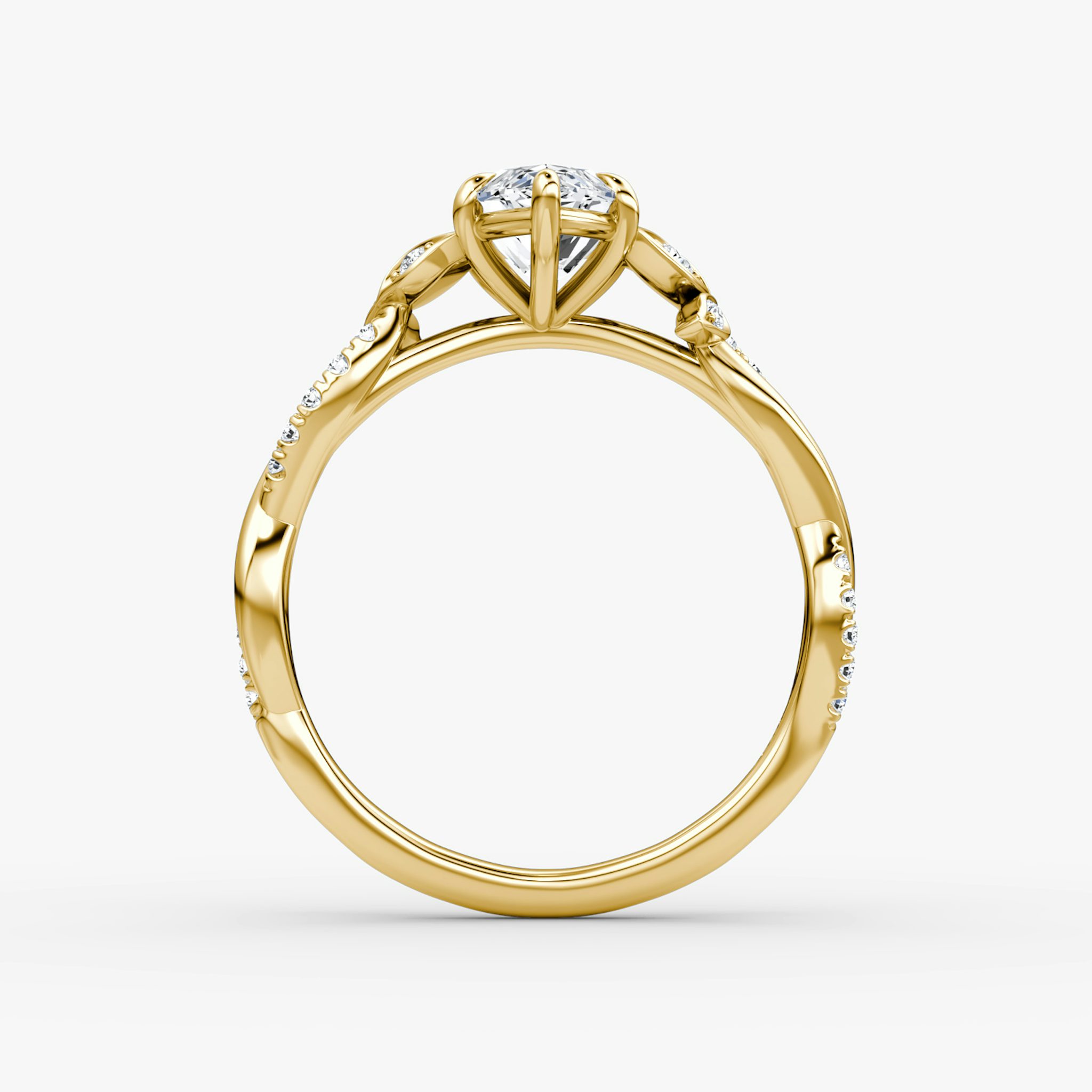 The Twisted Floral | Marquise | 18k | Yellow Gold | bandAccent: Pavé | diamondOrientation: vertical | caratWeight: other