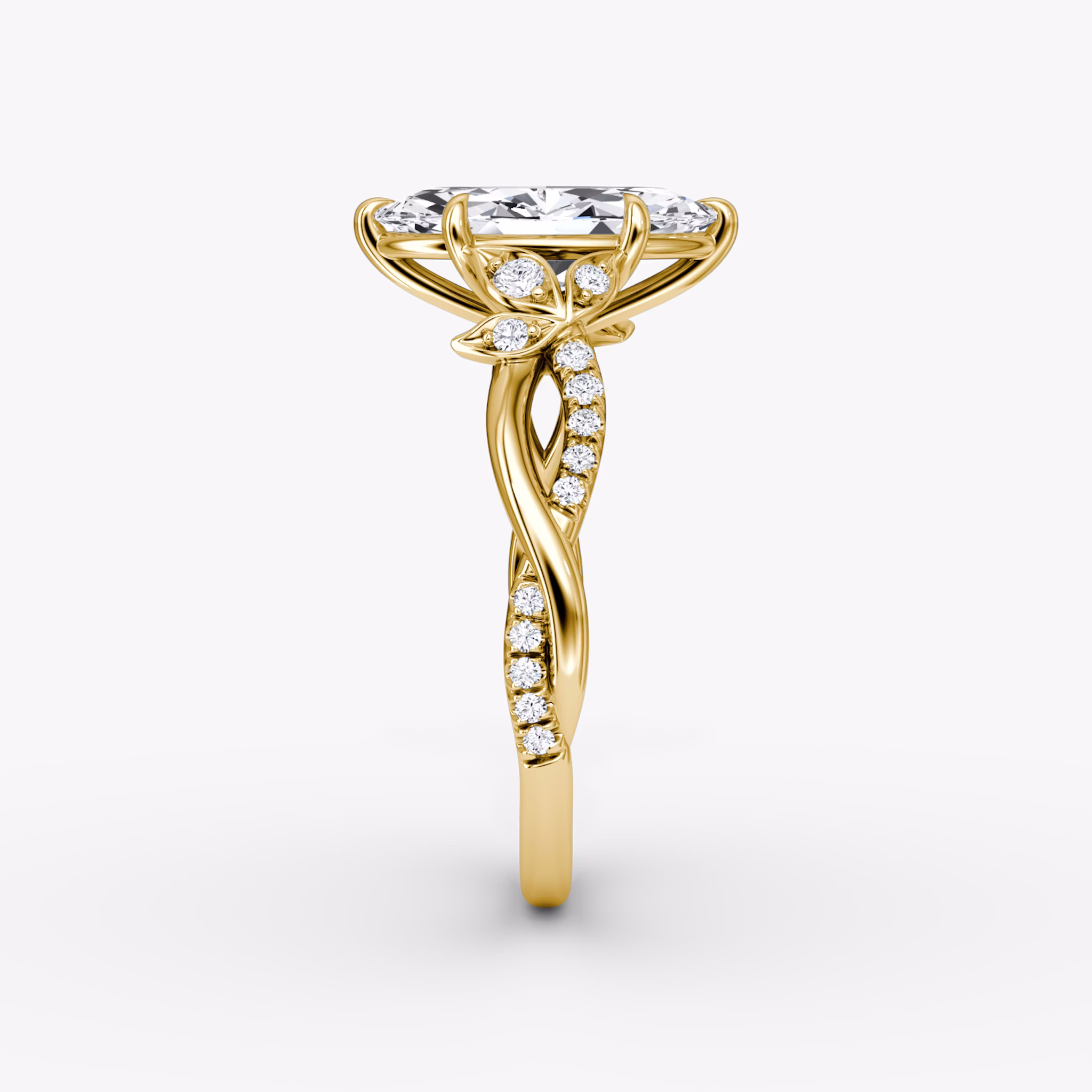The Twisted Floral | Marquise | 18k | Yellow Gold | bandAccent: Pavé | diamondOrientation: vertical | caratWeight: other