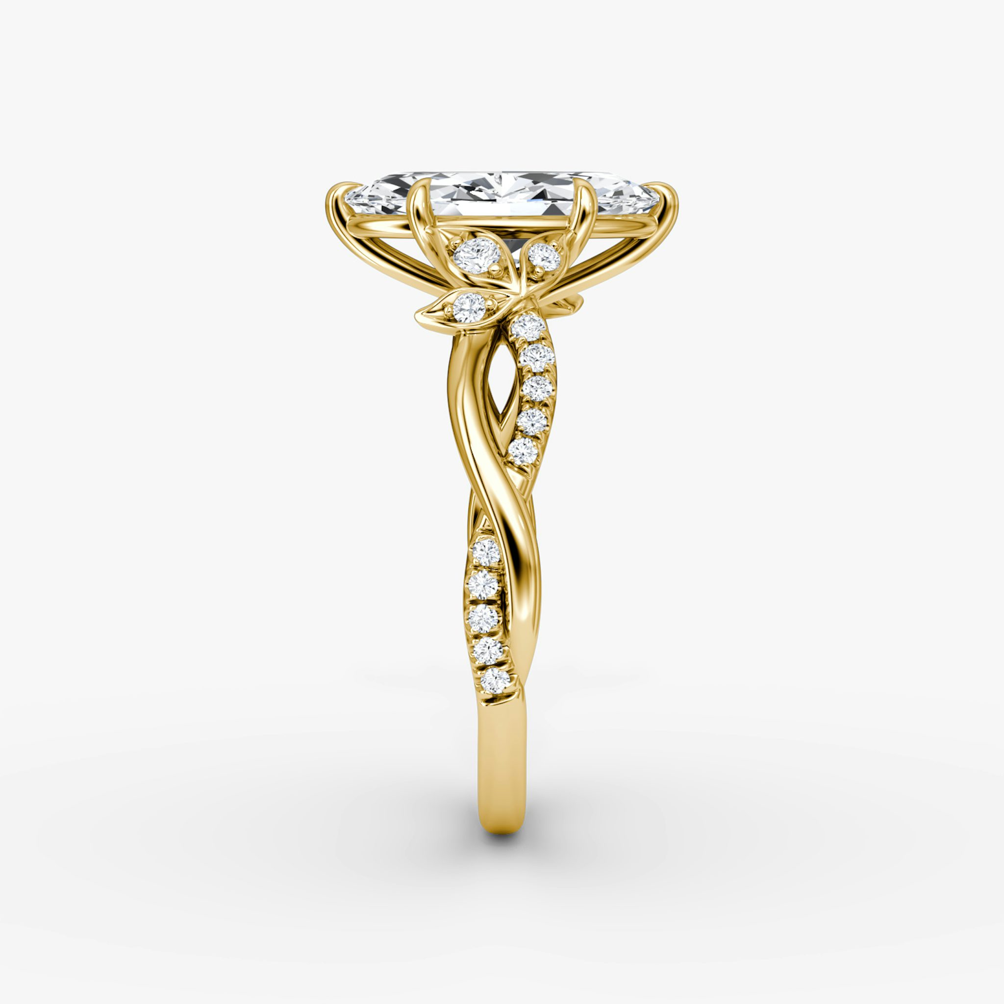 The Twisted Floral | Marquise | 18k | Yellow Gold | bandAccent: Pavé | diamondOrientation: vertical | caratWeight: other
