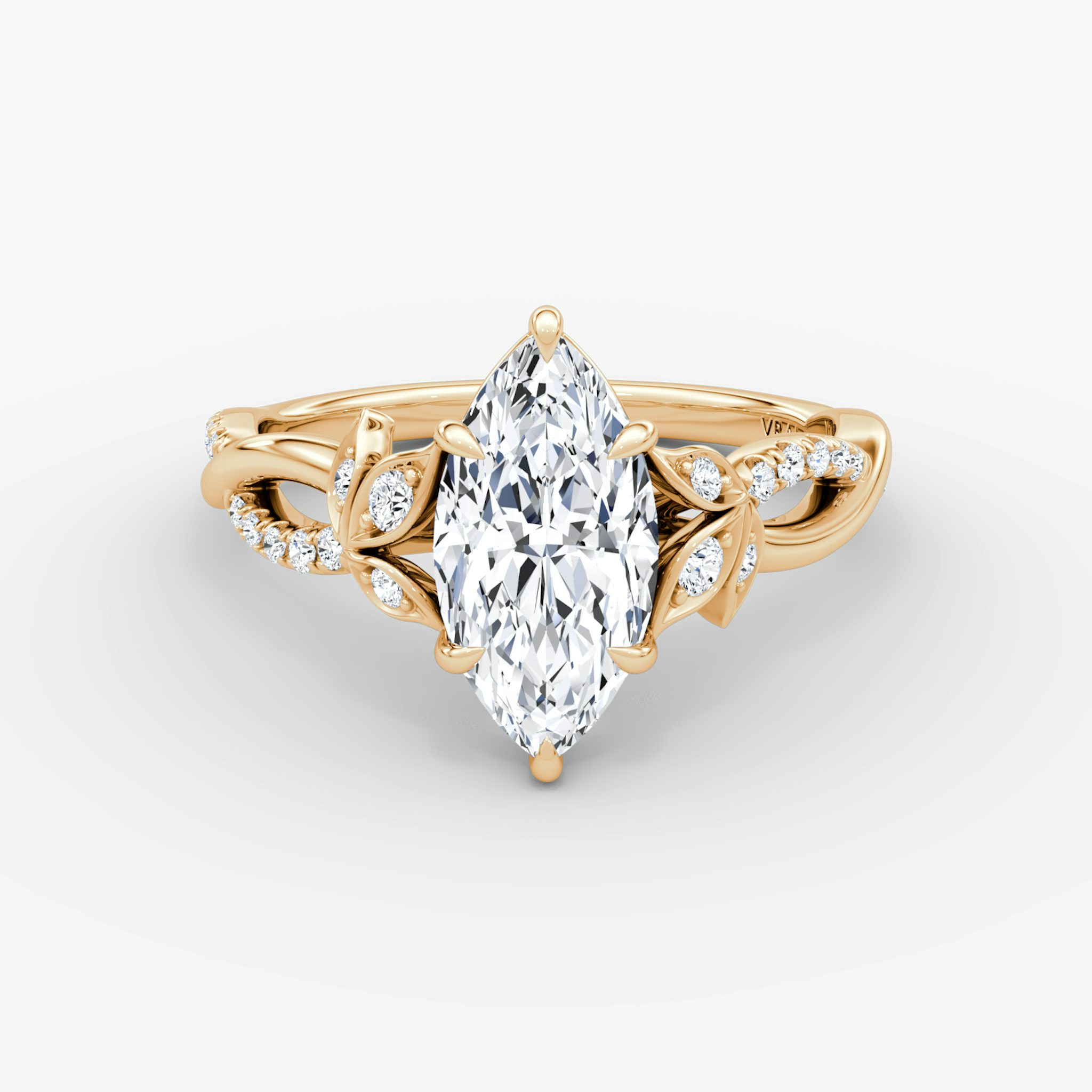 The Twisted Floral | Marquise | 14k | Rose Gold | bandAccent: Pavé | diamondOrientation: vertical | caratWeight: other