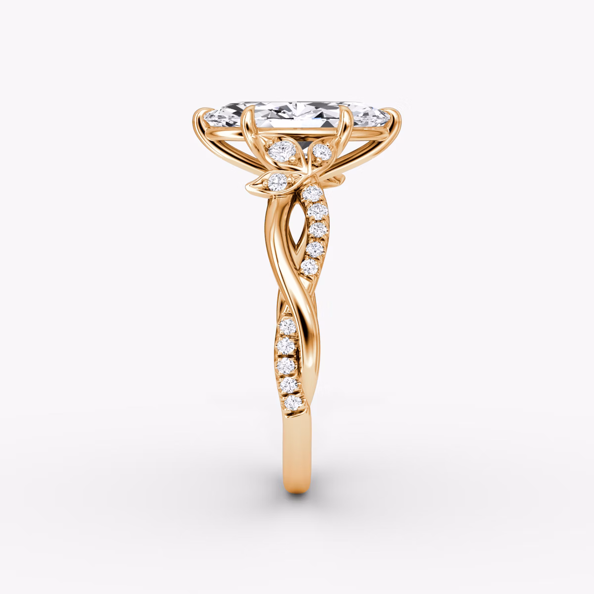 The Twisted Floral | Marquise | 14k | Rose Gold | bandAccent: Pavé | diamondOrientation: vertical | caratWeight: other
