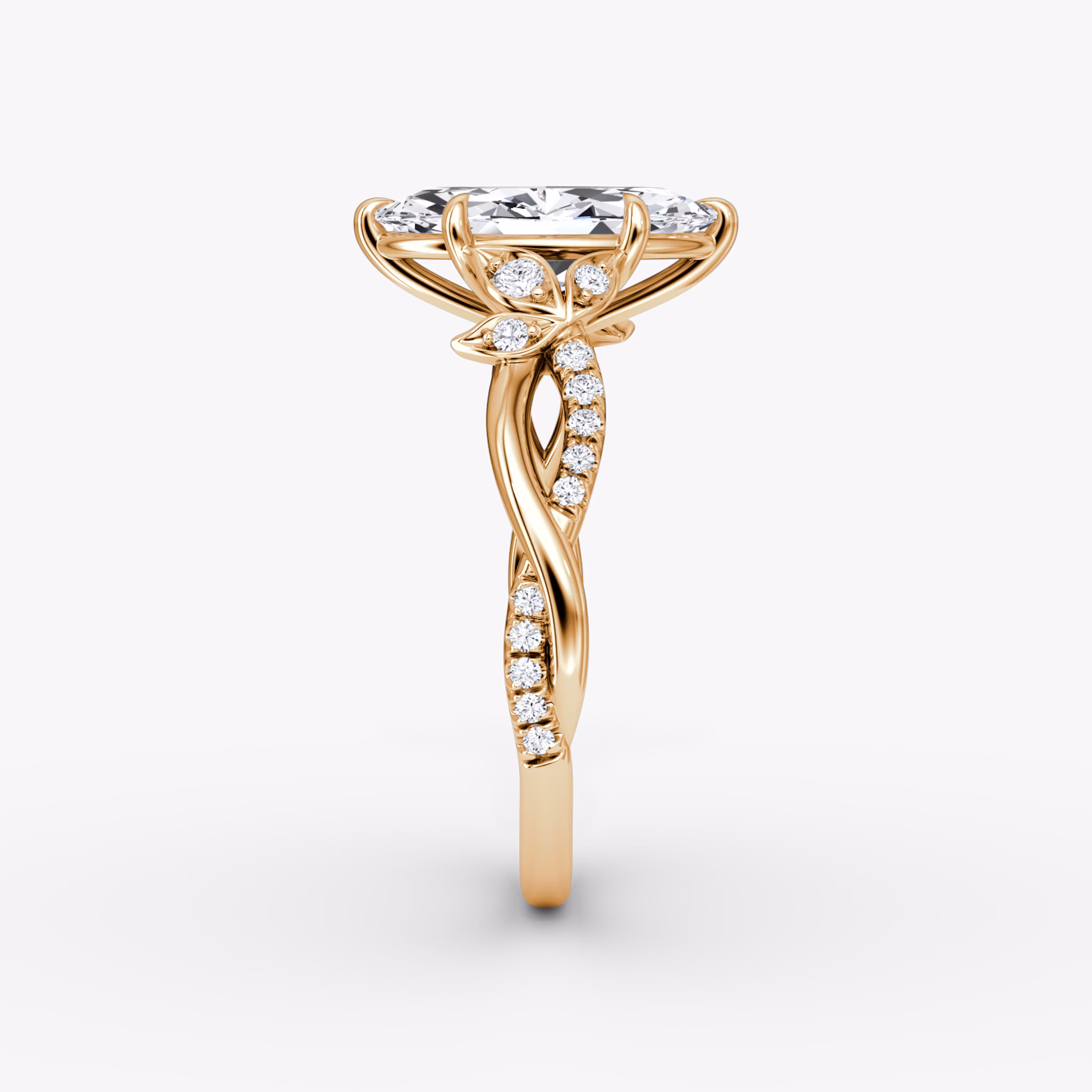 The Twisted Floral | Marquise | 14k | Rose Gold | bandAccent: Pavé | diamondOrientation: vertical | caratWeight: other