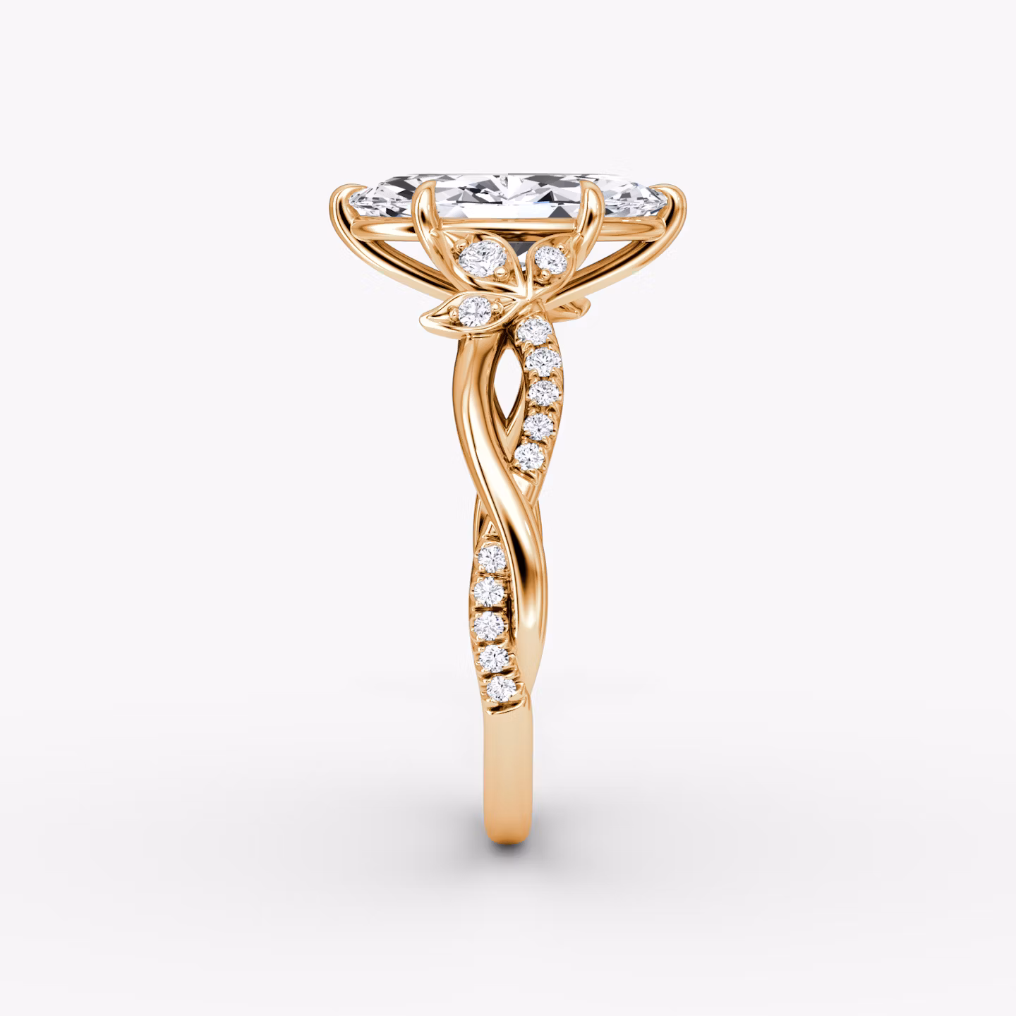 The Twisted Floral | Marquise | 14k | Rose Gold | bandAccent: Pavé | diamondOrientation: vertical | caratWeight: other