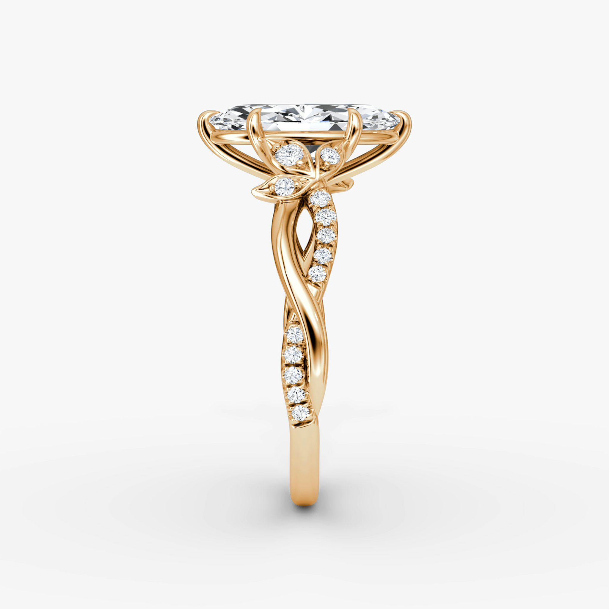 The Twisted Floral | Marquise | 14k | Rose Gold | bandAccent: Pavé | diamondOrientation: vertical | caratWeight: other