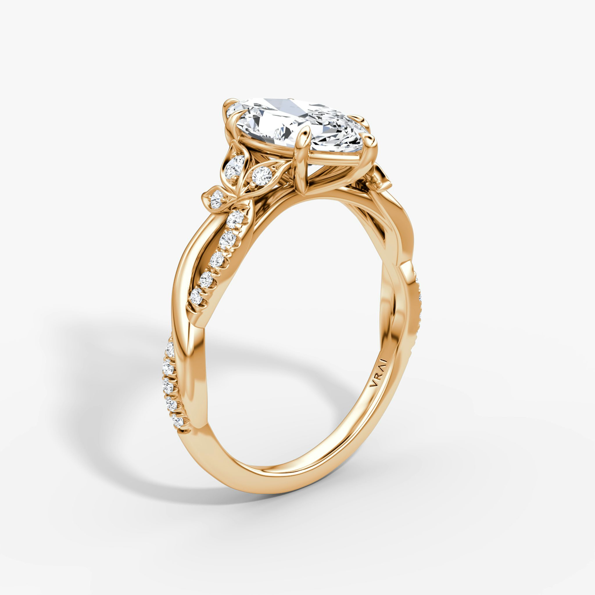 The Twisted Floral | Marquise | 14k | Rose Gold | bandAccent: Pavé | diamondOrientation: vertical | caratWeight: other