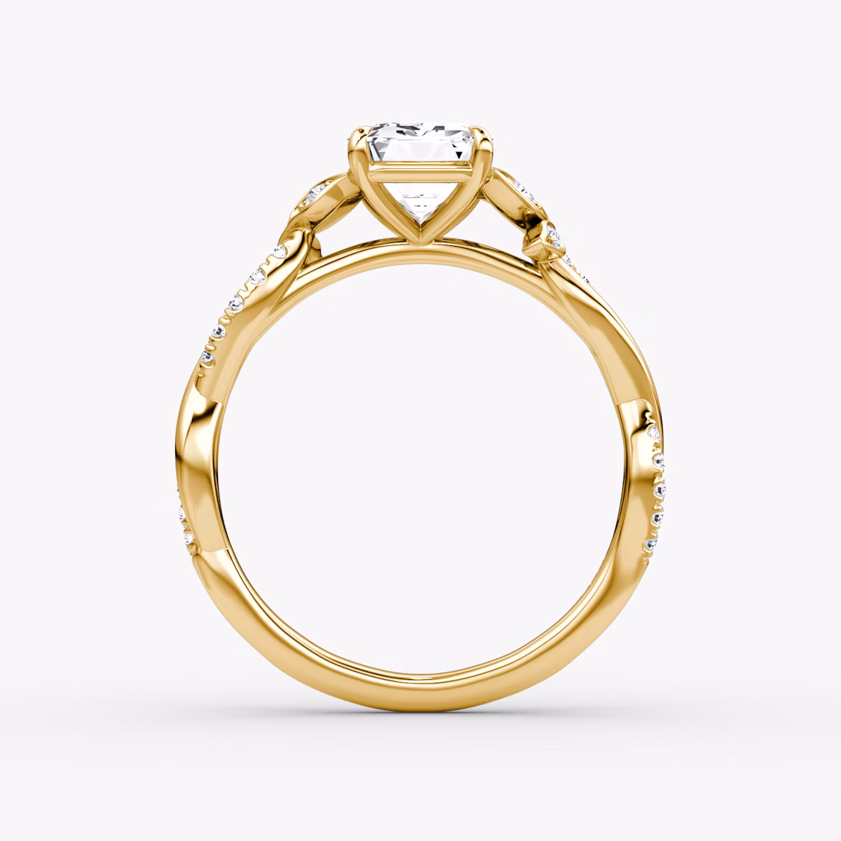The Twisted Floral | Emerald | 18k | Yellow Gold | bandAccent: Pavé | diamondOrientation: vertical | caratWeight: other