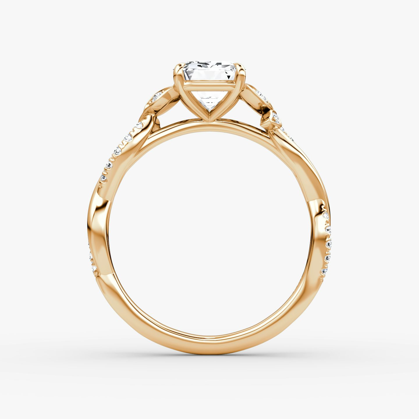 The Twisted Floral | Emerald | 14k | Rose Gold | bandAccent: Pavé | diamondOrientation: vertical | caratWeight: other