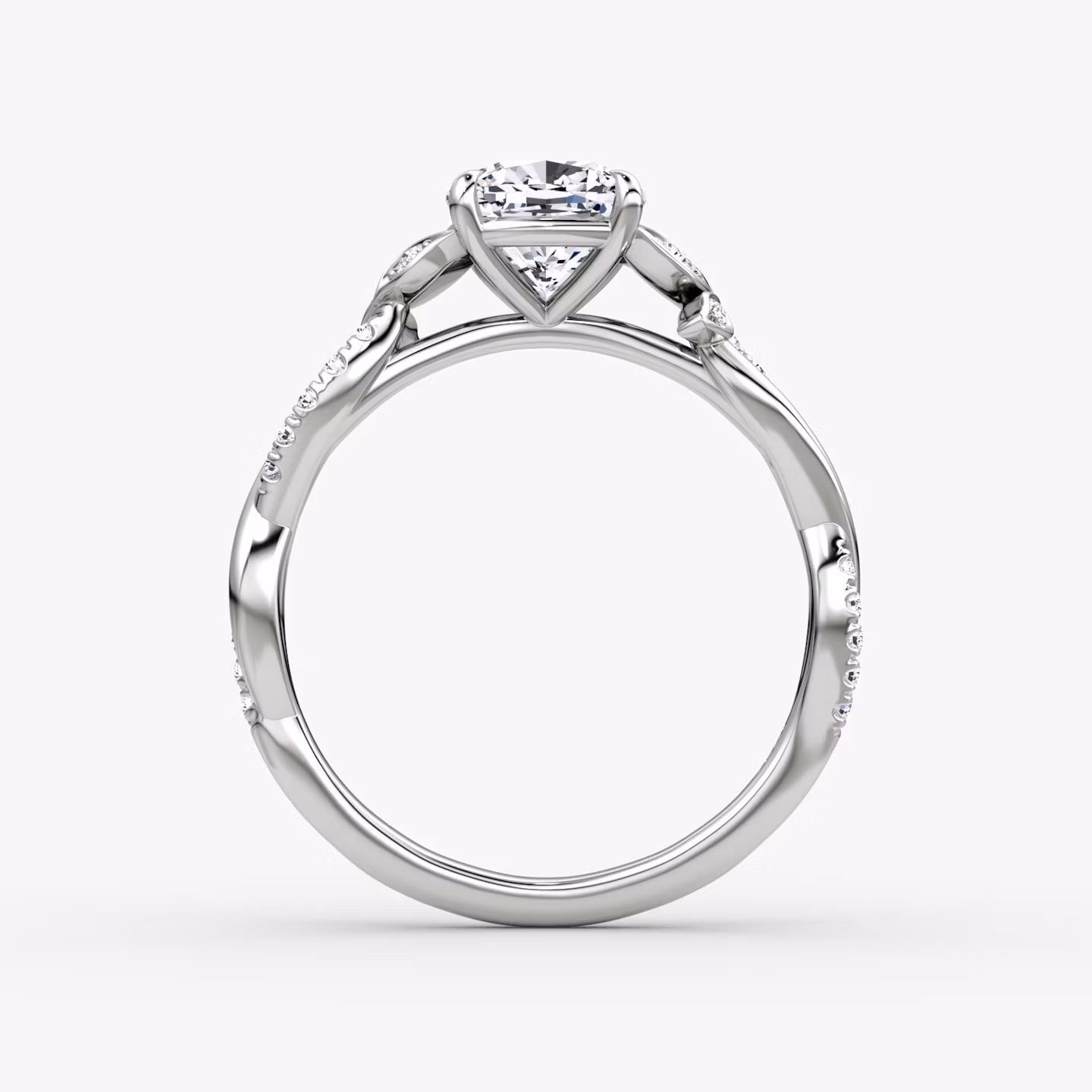 Twisted Floral  | Cushion | 18k | Weißgold | bandAccent: Mit Pavé-Besatz | diamondOrientation: vertical | caratWeight: other